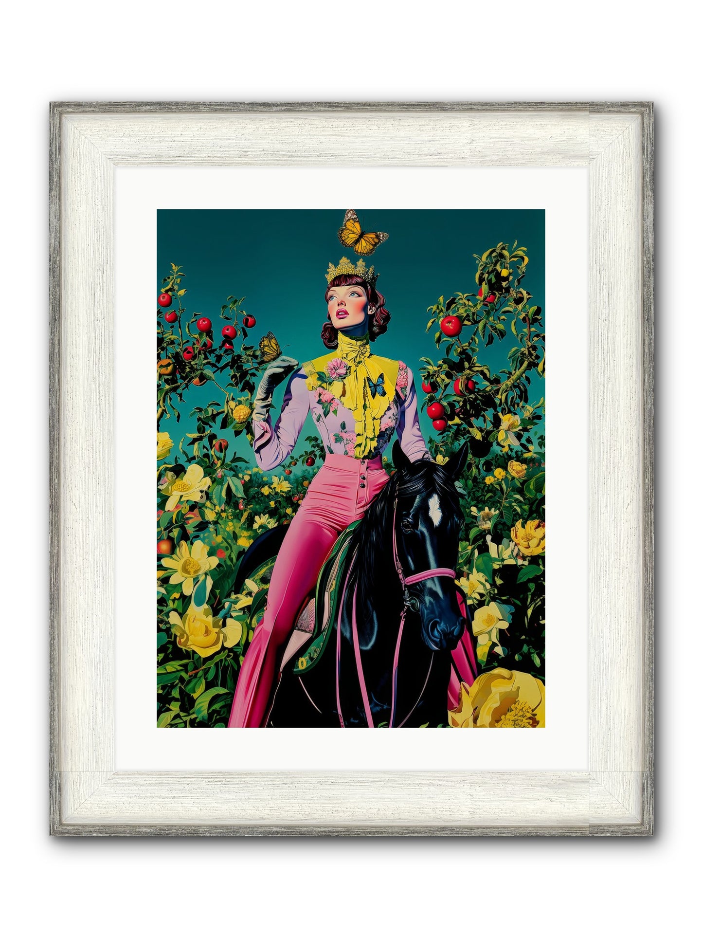 Apple Queen's Butterfly Ball Framed Print - Driftwood White 18x24