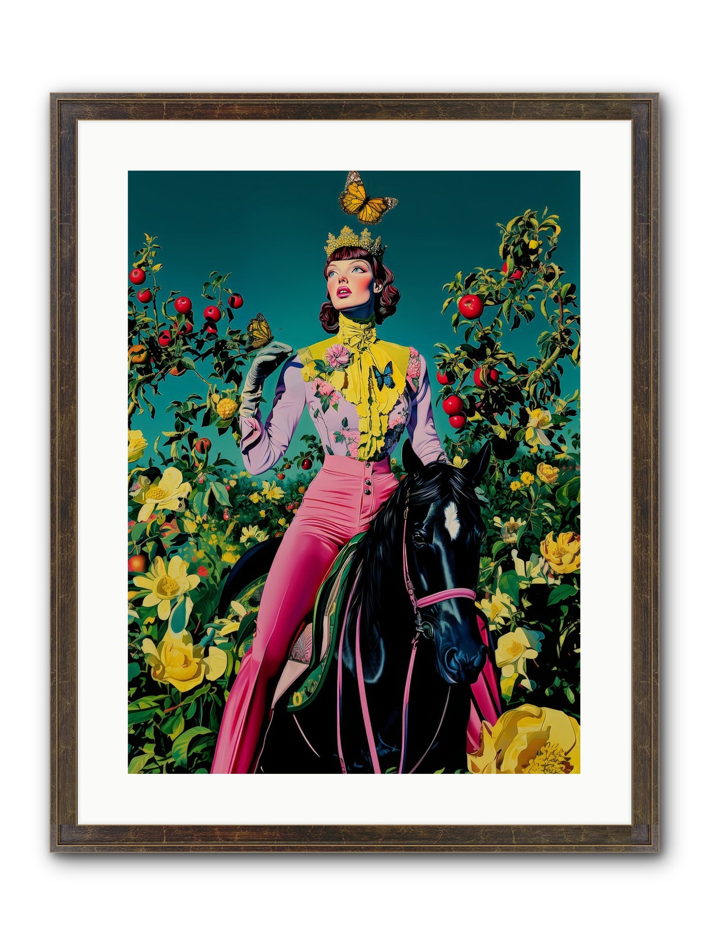 Apple Queen's Butterfly Ball Framed Print - Slimwoods Black/Gold 18x24