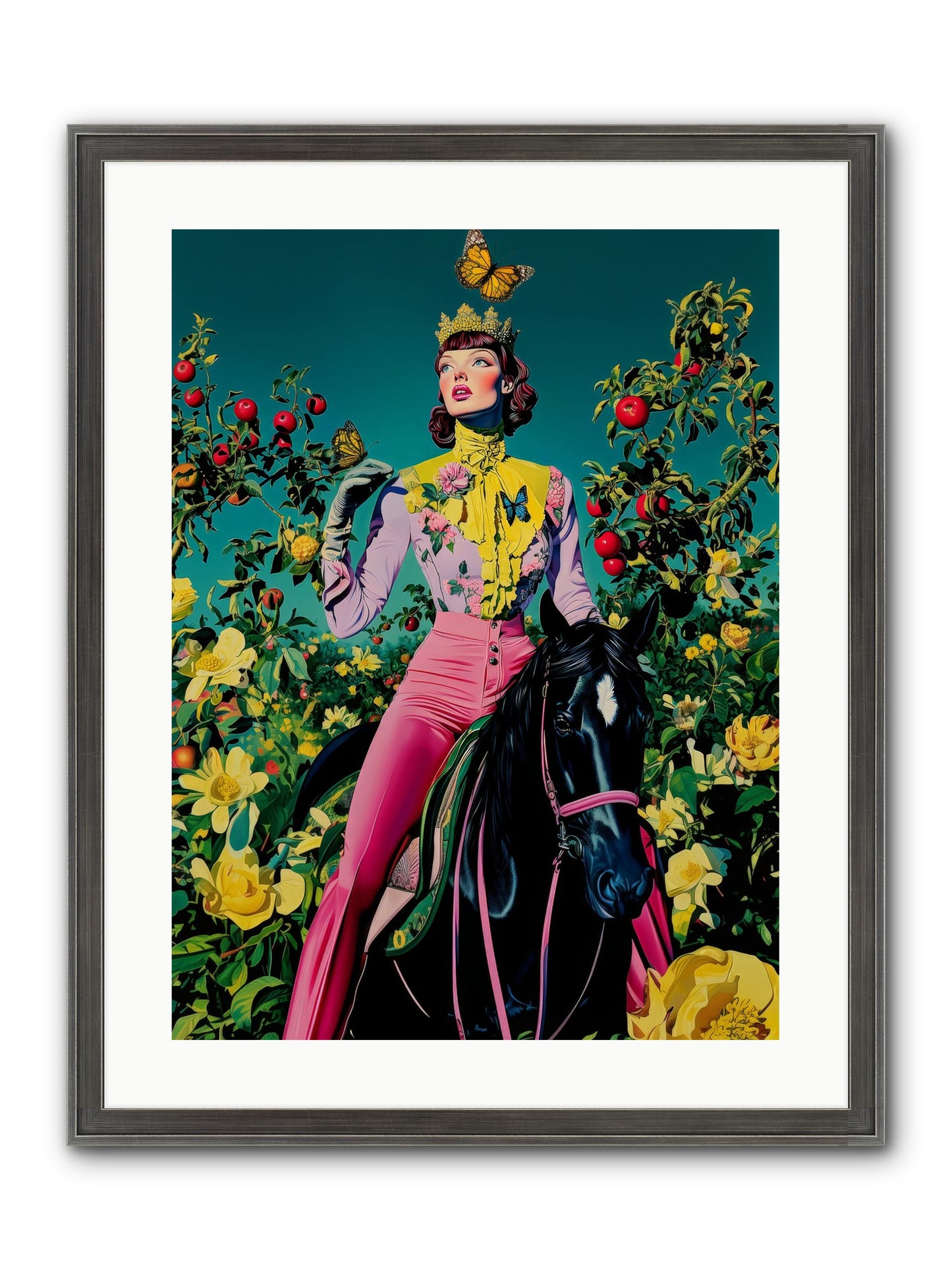 Apple Queen's Butterfly Ball Framed Print - Slimwoods Black/Silver 18x24