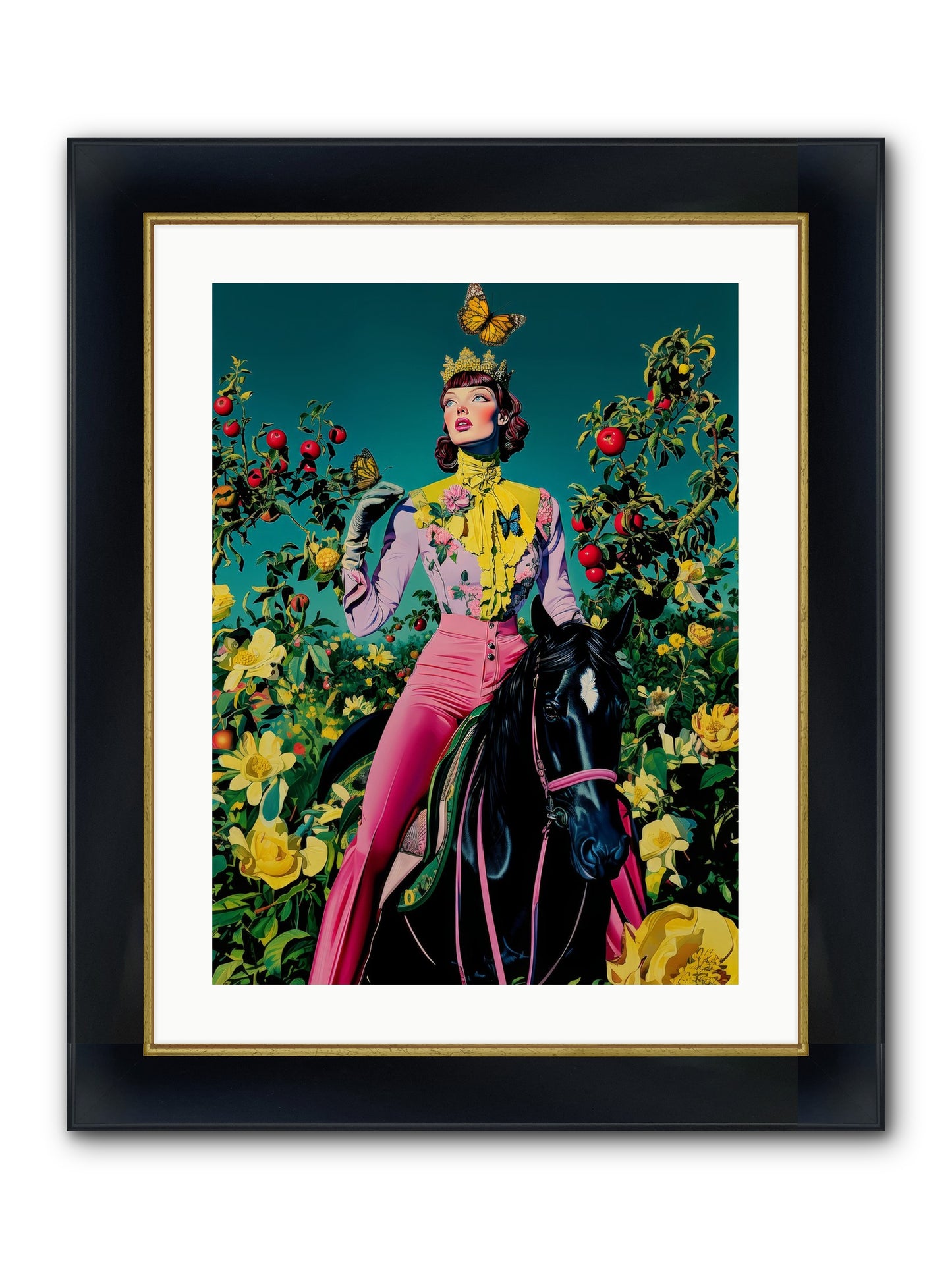 Apple Queen's Butterfly Ball Framed Print - Wide Black w/Gold 18x24