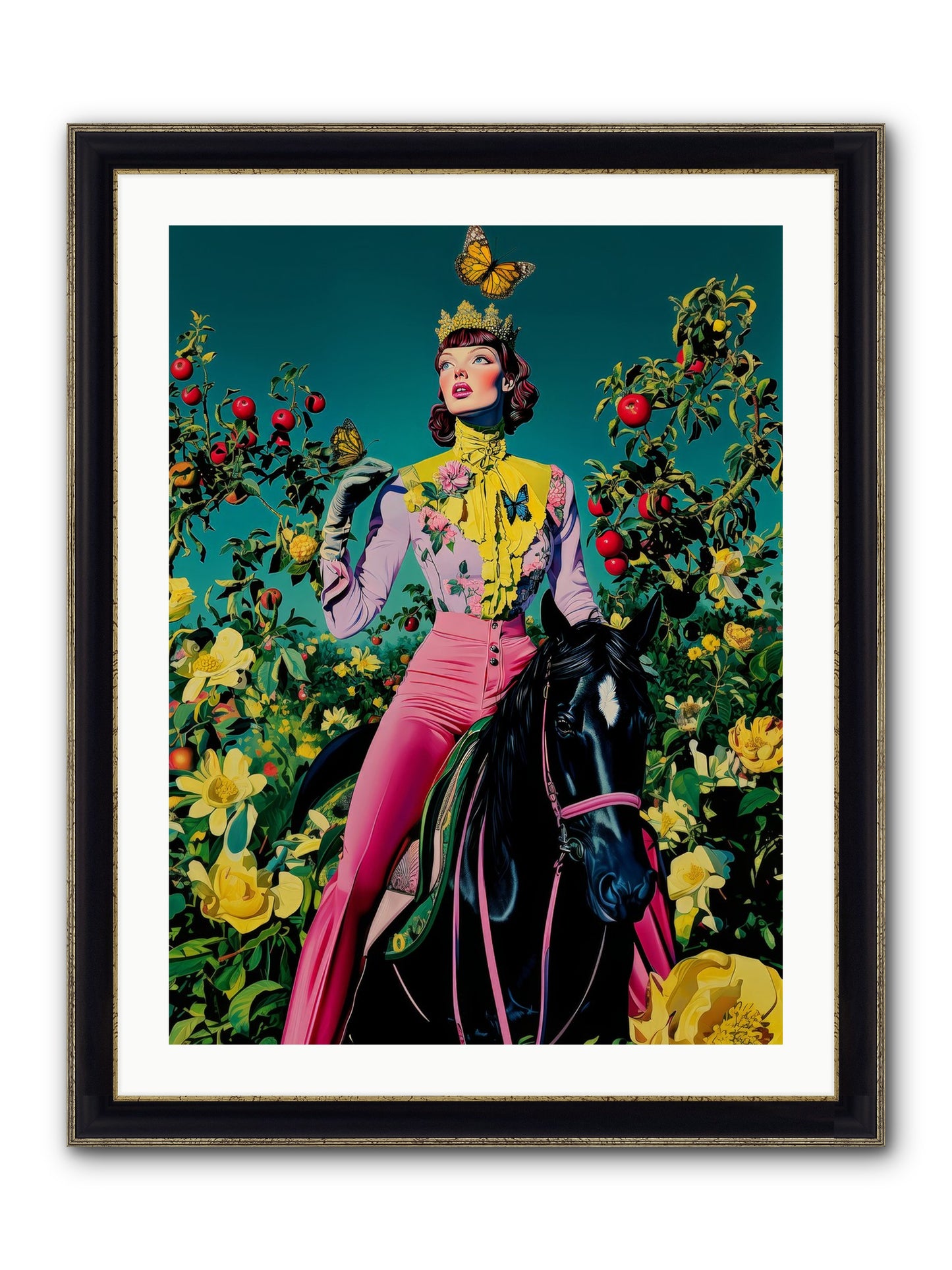 Apple Queen's Butterfly Ball Framed Print - Black & Gold 24x32