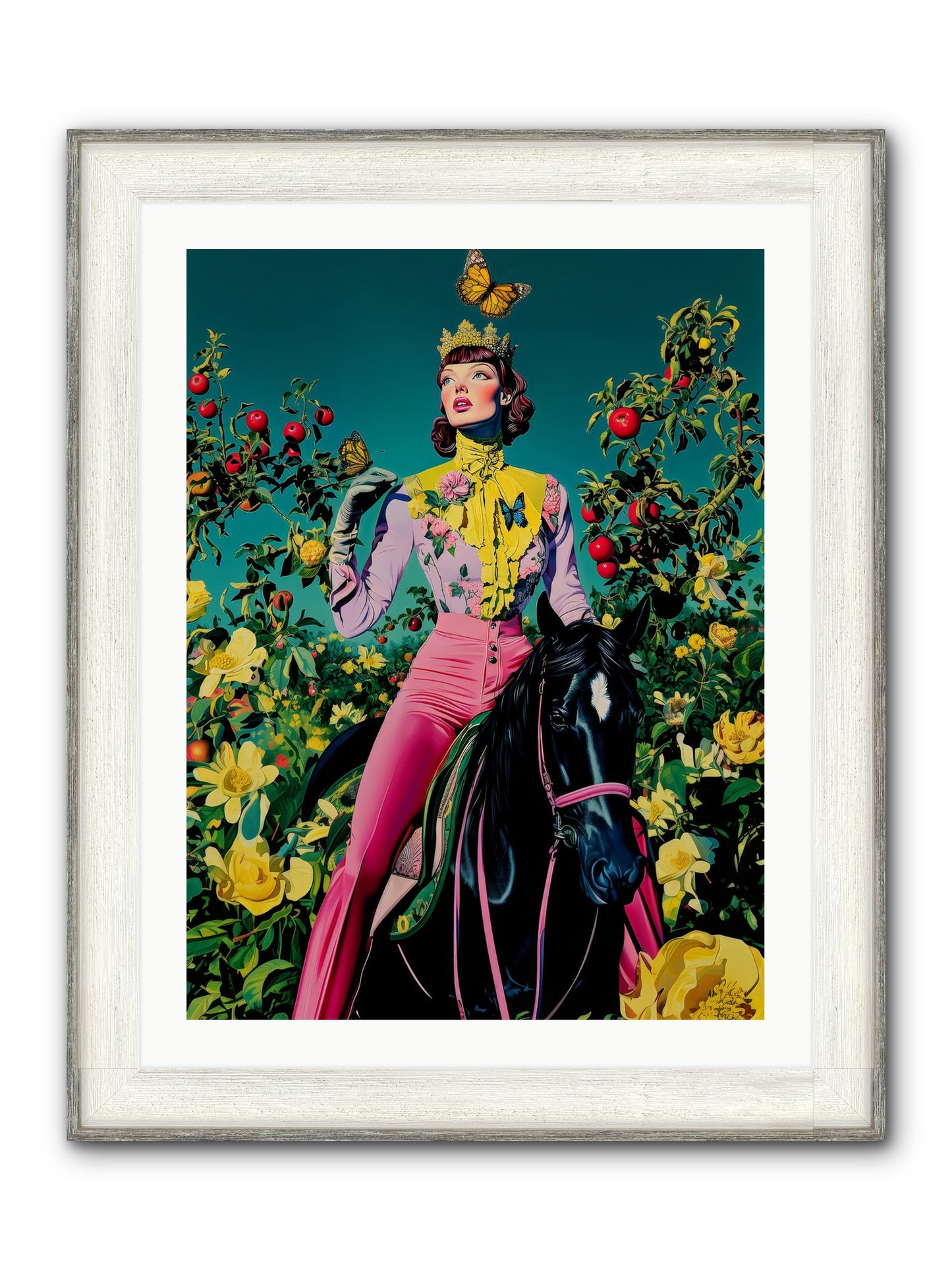 Apple Queen's Butterfly Ball Framed Print - Driftwood White 24x32