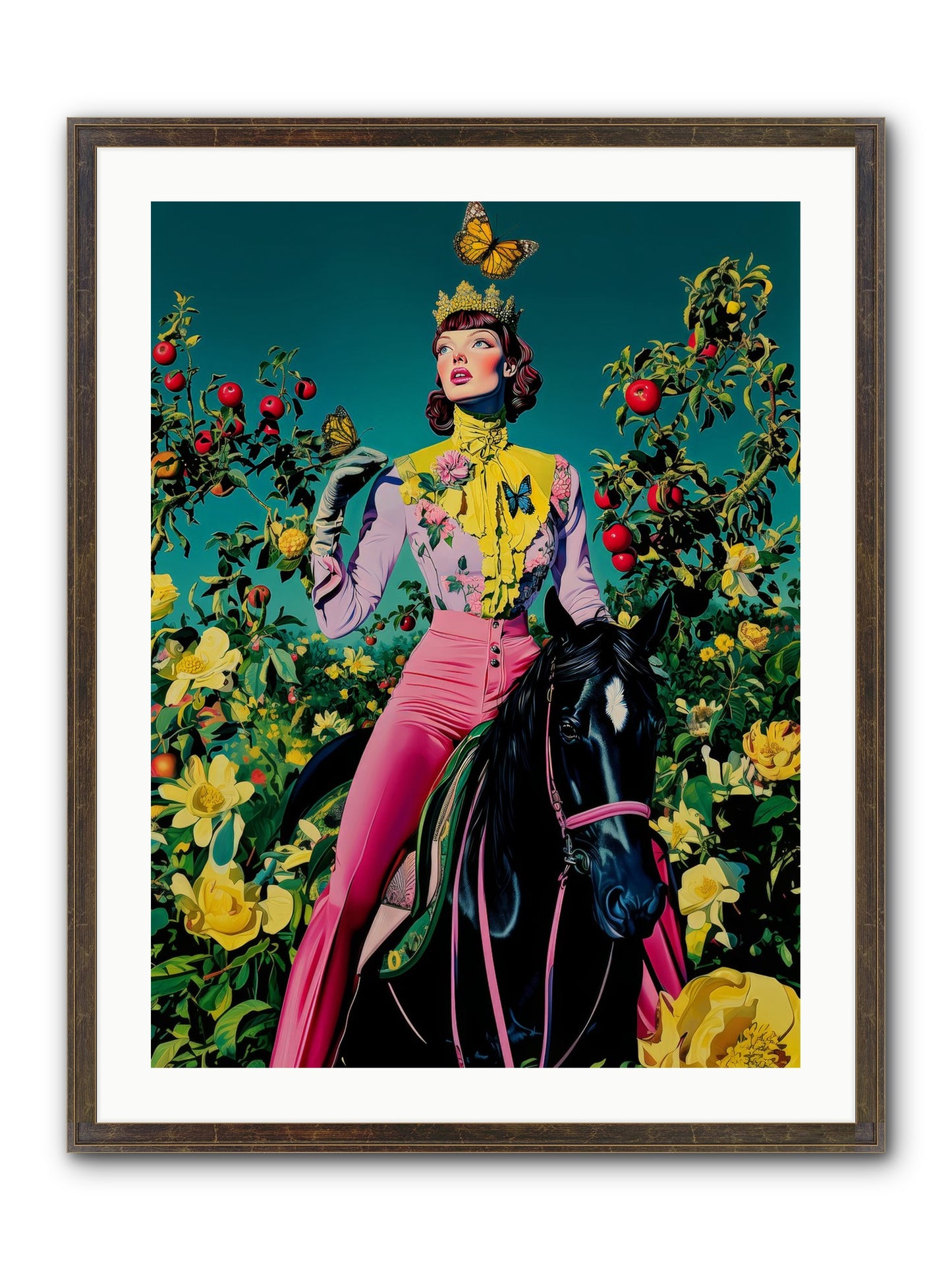 Apple Queen's Butterfly Ball Framed Print - Slimwoods Black/Gold 24x32
