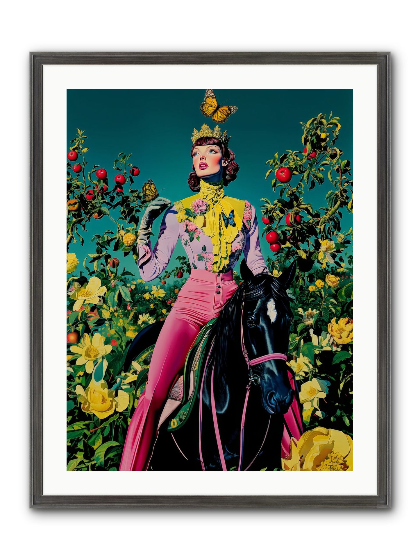Apple Queen's Butterfly Ball Framed Print - Slimwoods Black/Silver 24x32