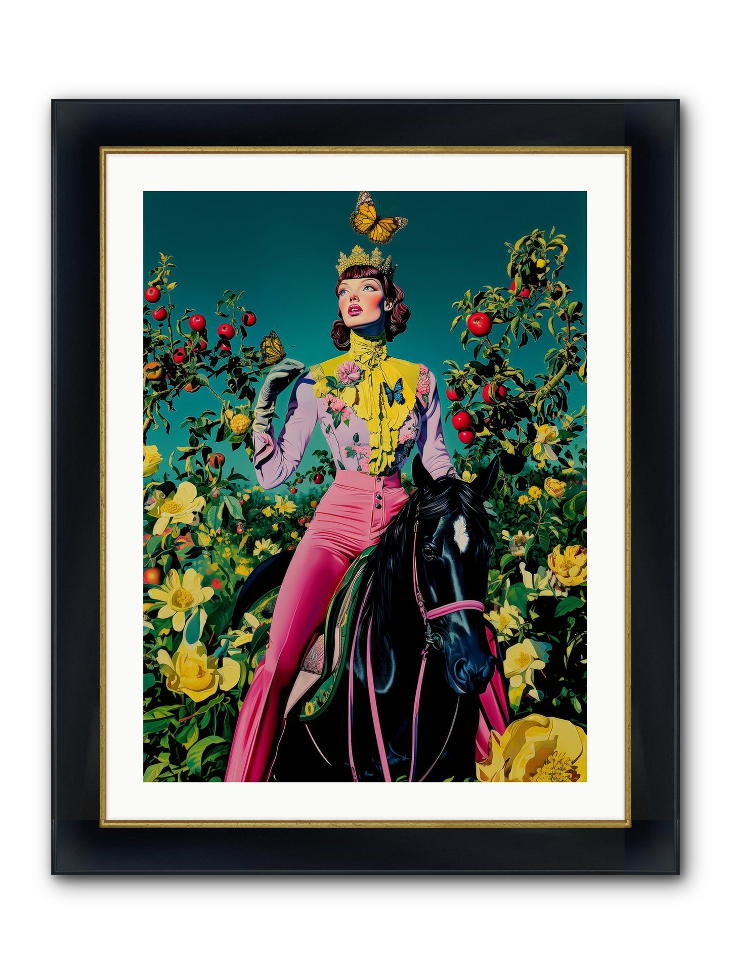 Apple Queen's Butterfly Ball Framed Print - Wide Black w/Gold 24x32