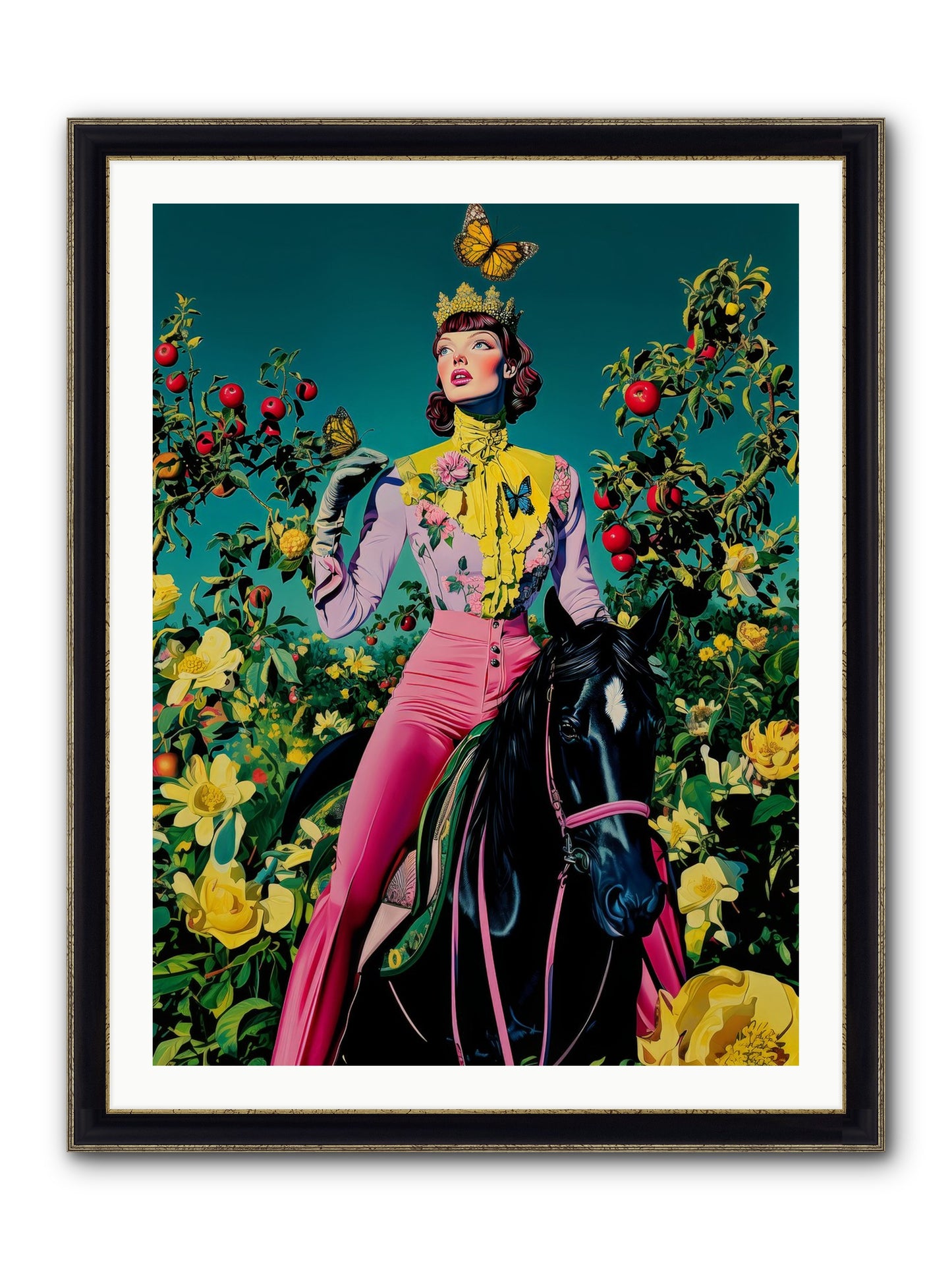 Apple Queen's Butterfly Ball Framed Print - Black & Gold 30x40