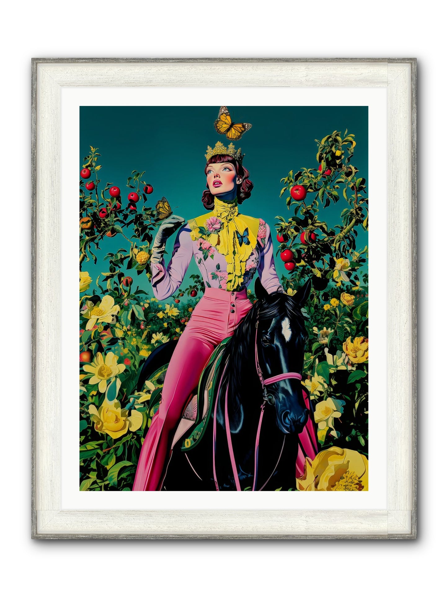 Apple Queen's Butterfly Ball Framed Print - Driftwood White 30x40