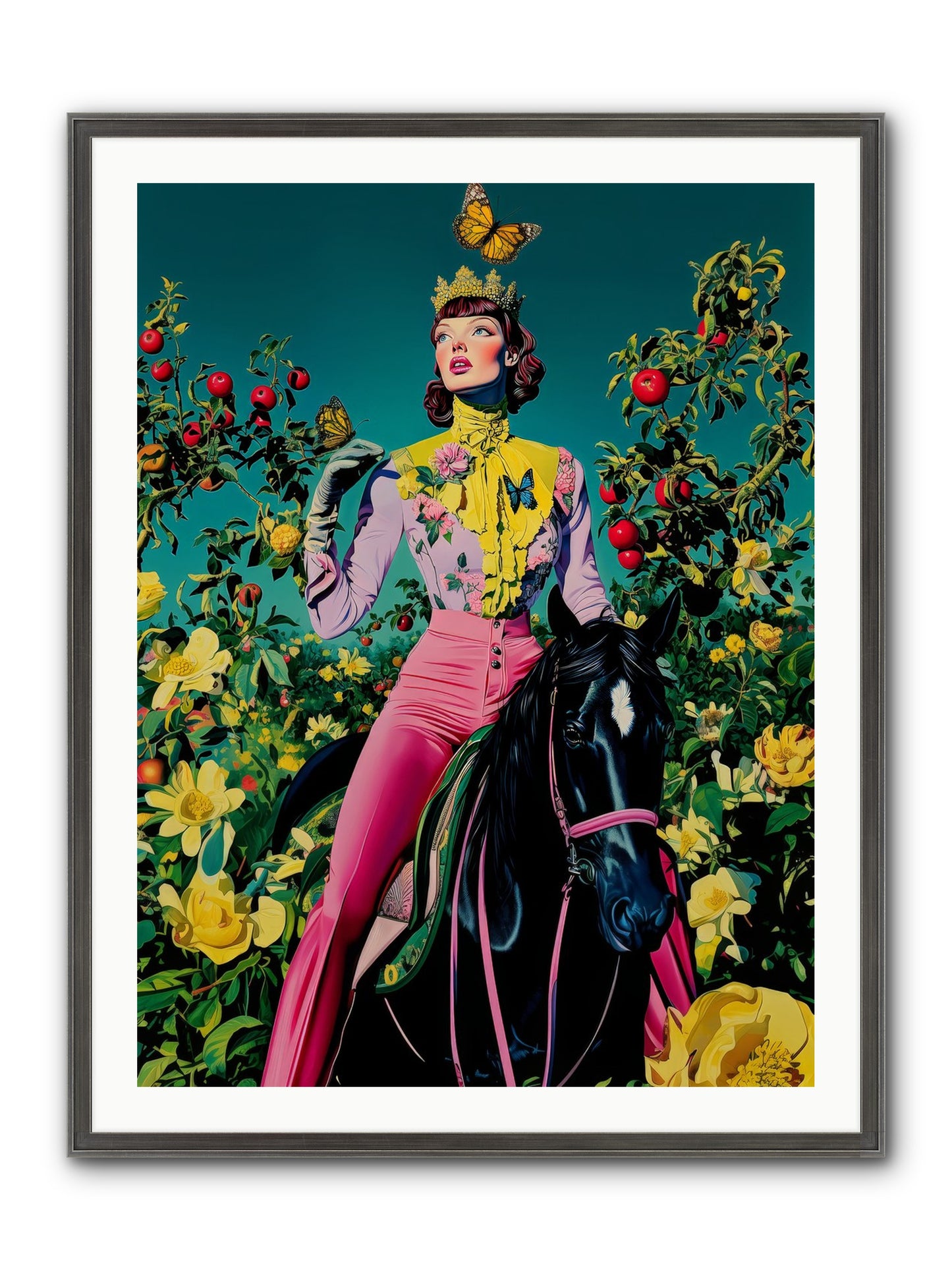 Apple Queen's Butterfly Ball Framed Print - Slimwoods Black/Silver 30x40