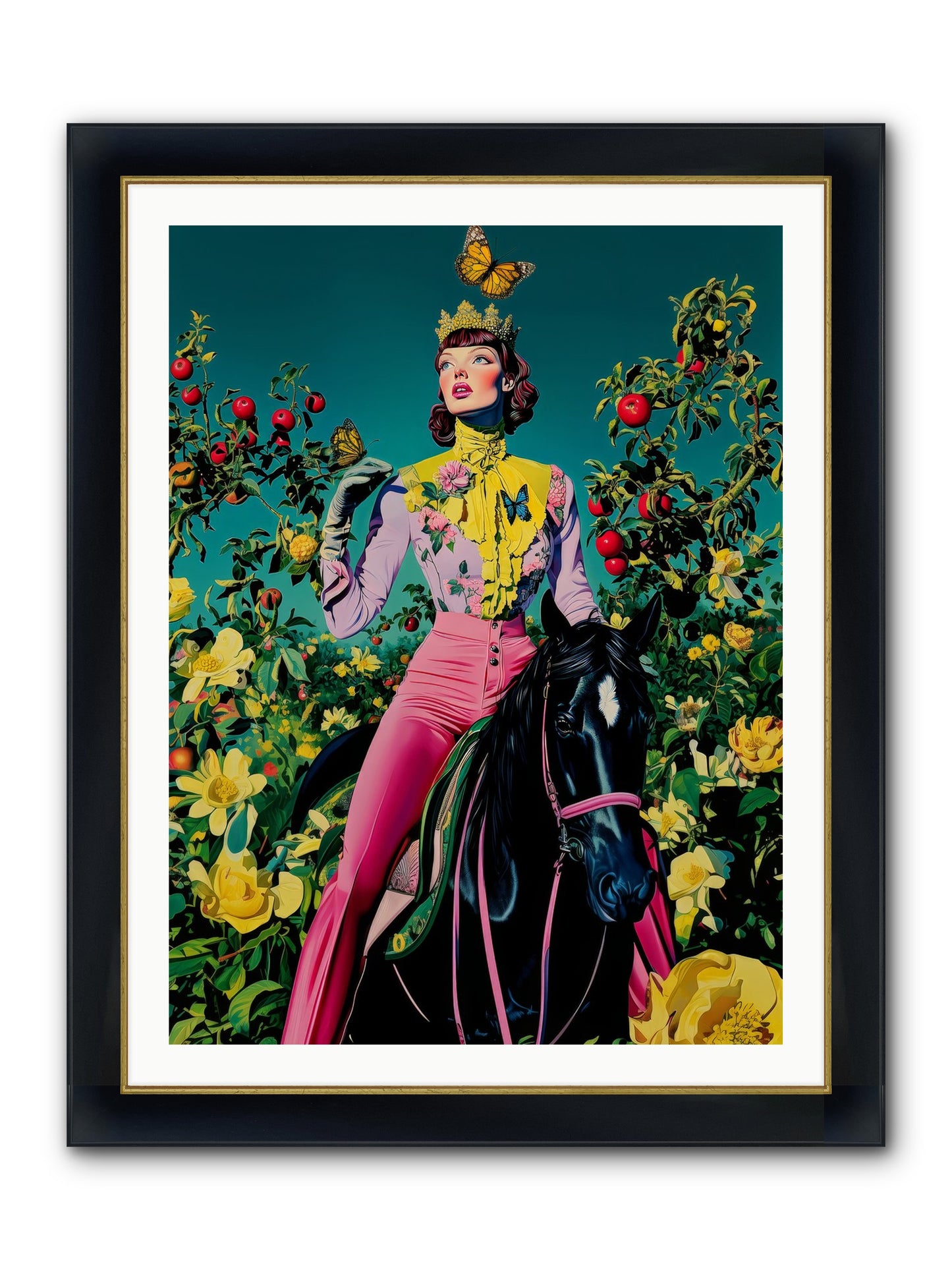 Apple Queen's Butterfly Ball Framed Print - Wide Black w/Gold 30x40