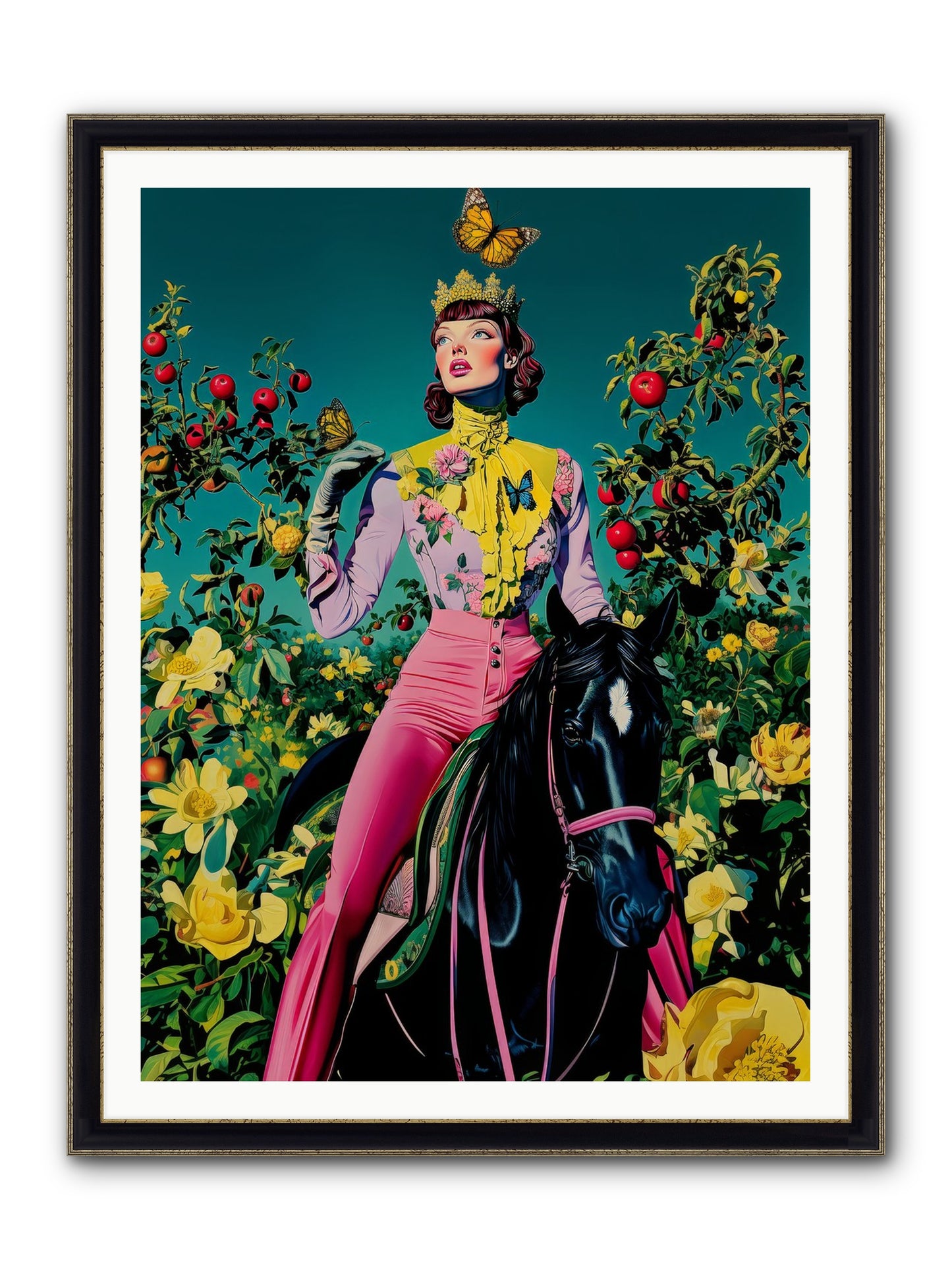 Apple Queen's Butterfly Ball Framed Print - Black & Gold 36x48