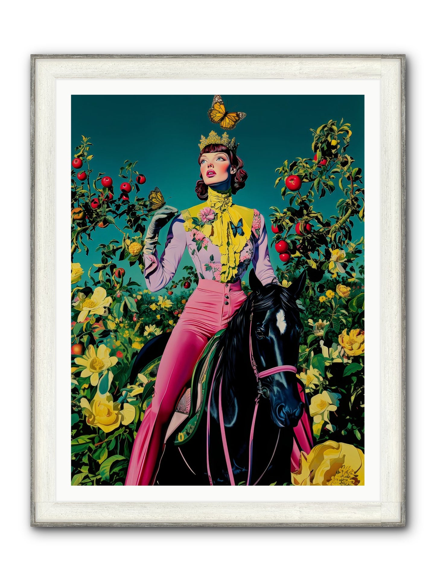 Apple Queen's Butterfly Ball Framed Print - Driftwood White 36x48