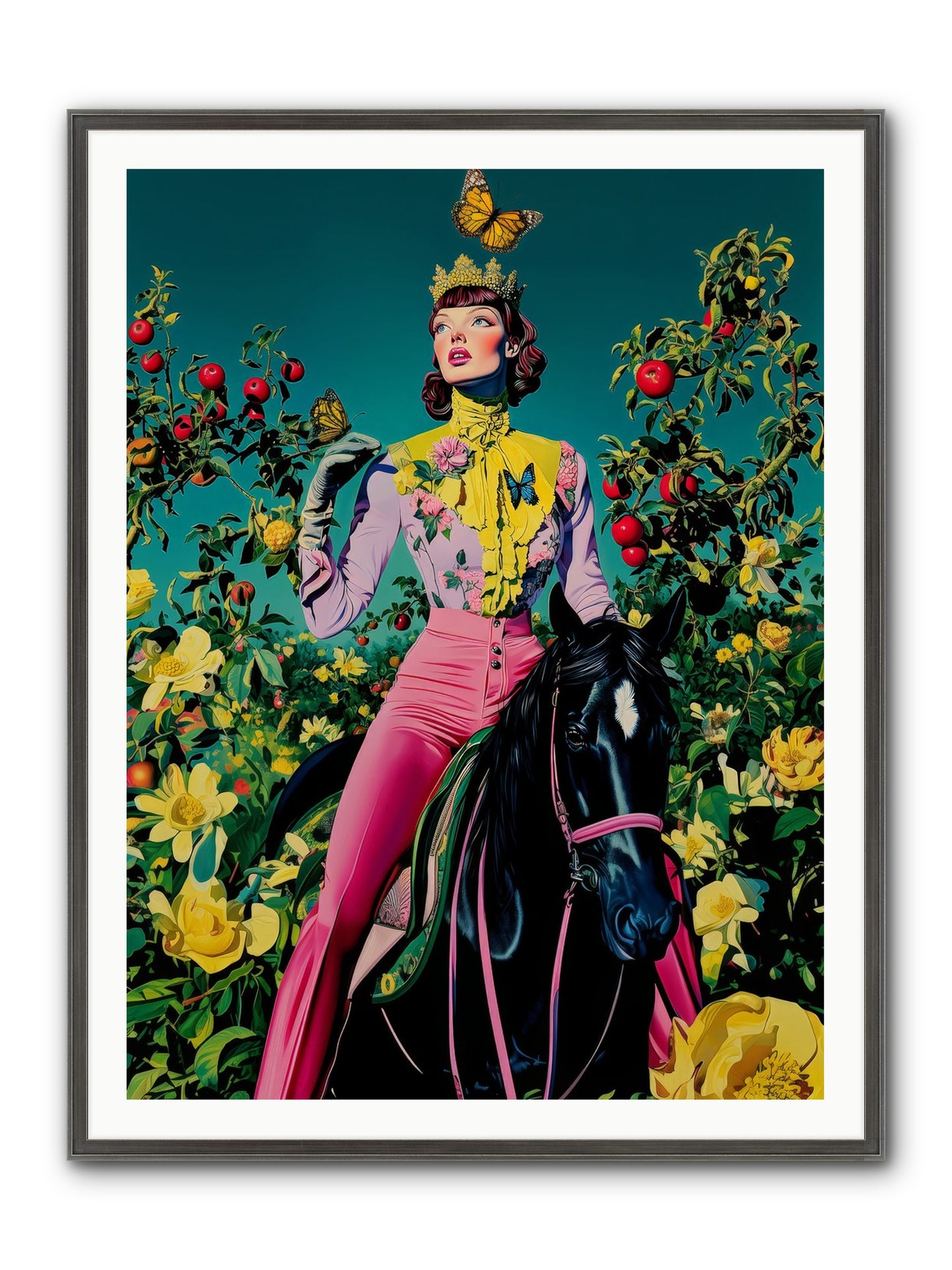 Apple Queen's Butterfly Ball Framed Print - Slimwoods Black/Silver 36x48