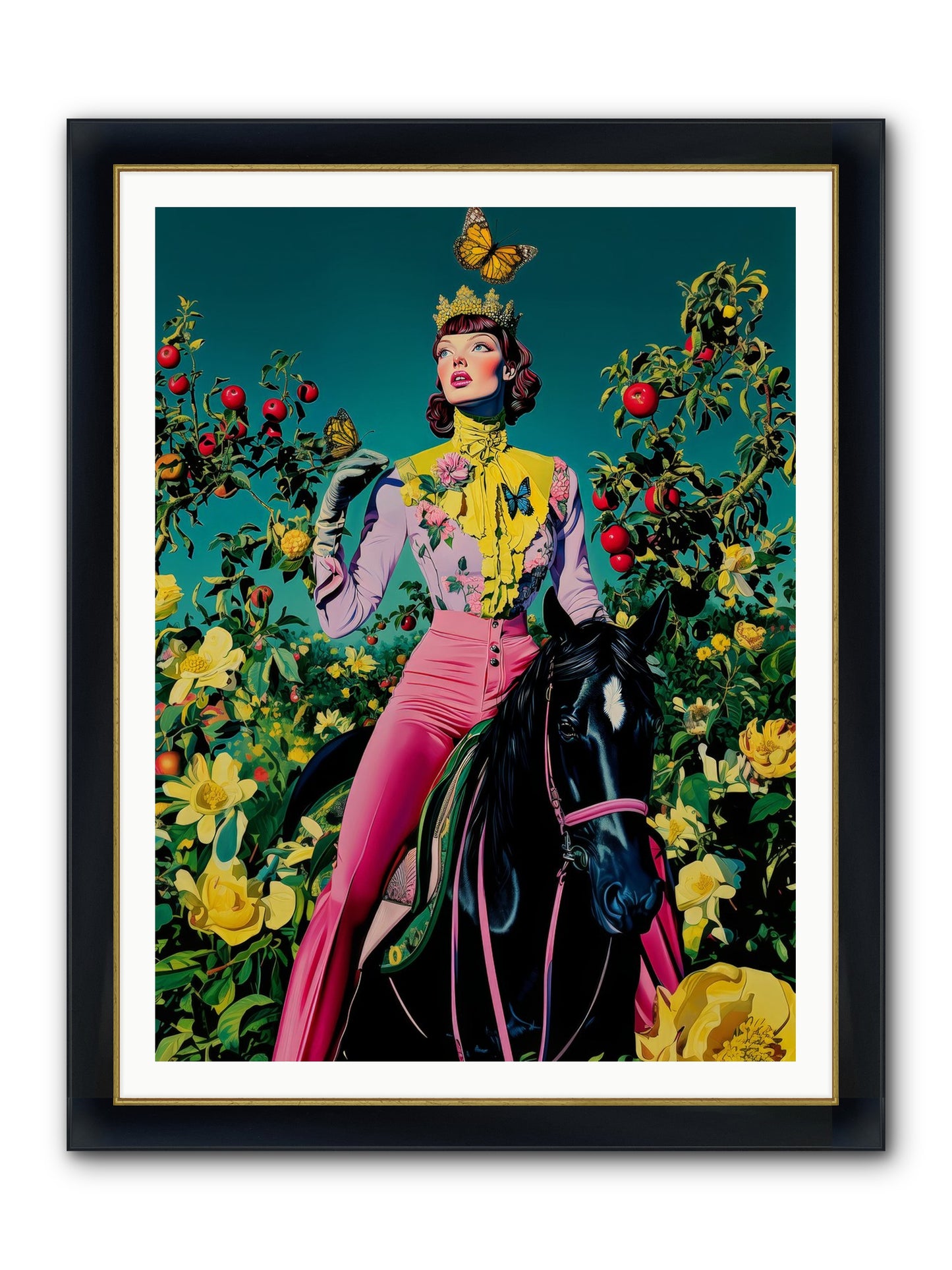 Apple Queen's Butterfly Ball Framed Print - Wide Black w/Gold 36x48