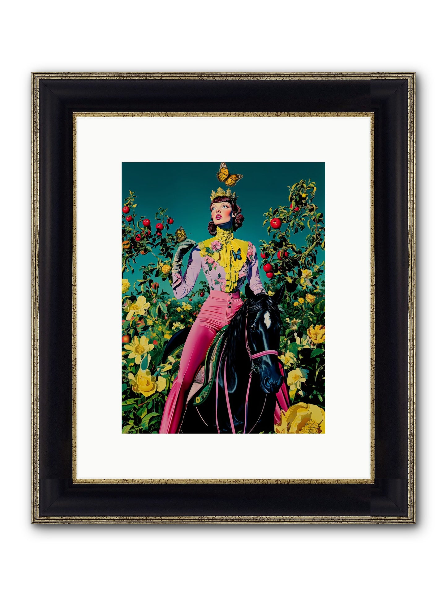 Apple Queen's Butterfly Ball Framed Print - Black & Gold 9x12