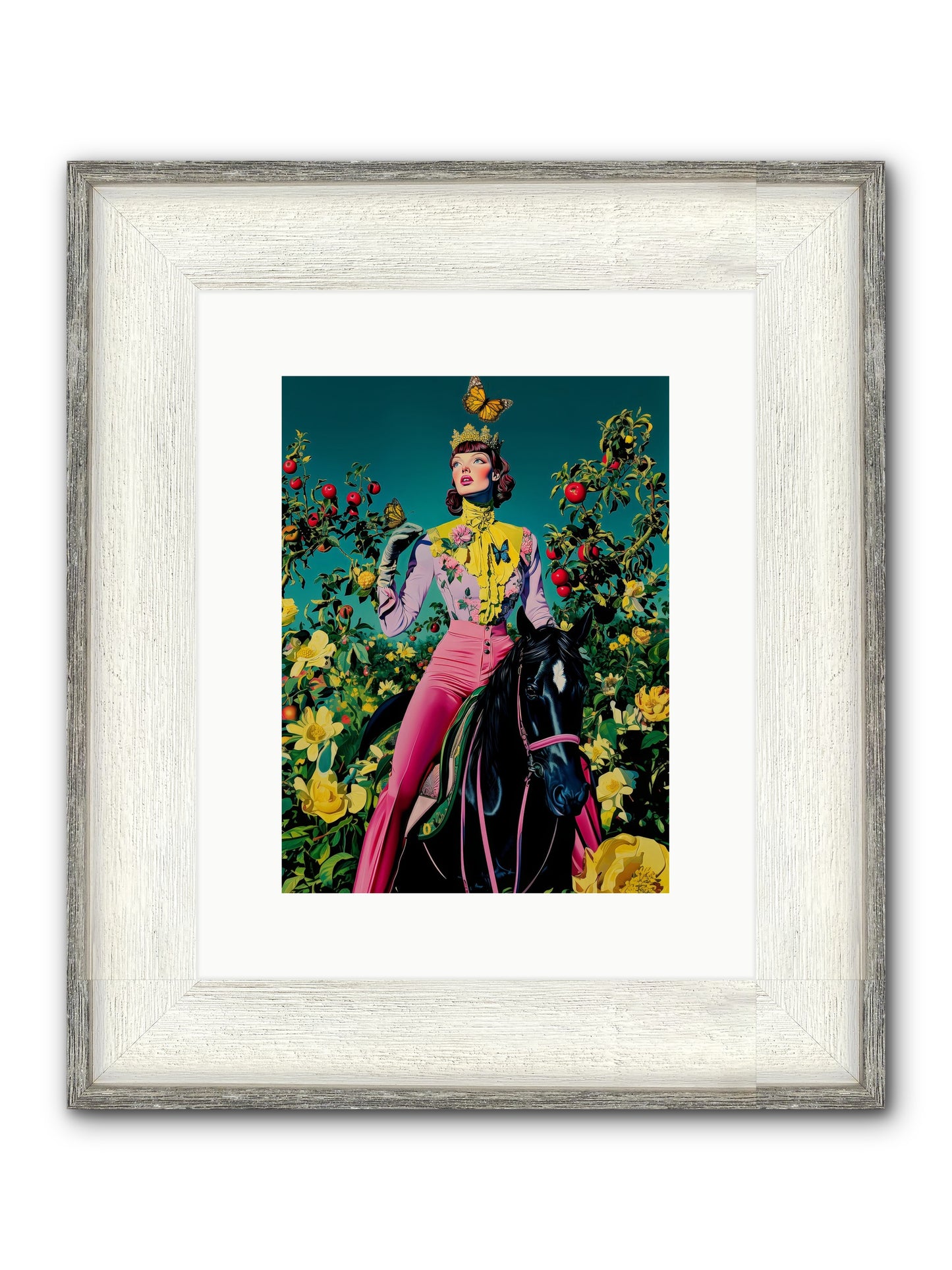 Apple Queen's Butterfly Ball Framed Print - Driftwood White 9x12