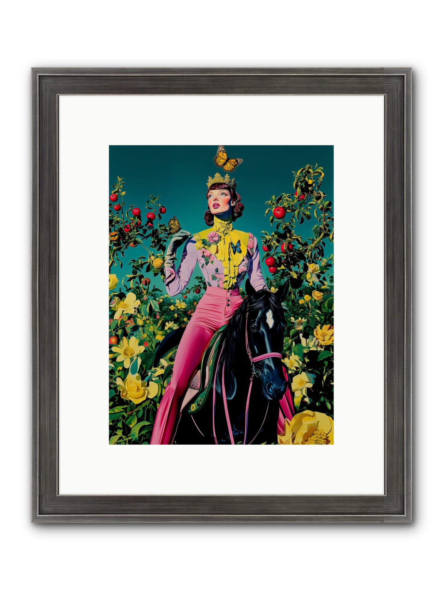 Apple Queen's Butterfly Ball Framed Print - Slimwoods Black/Silver 9x12