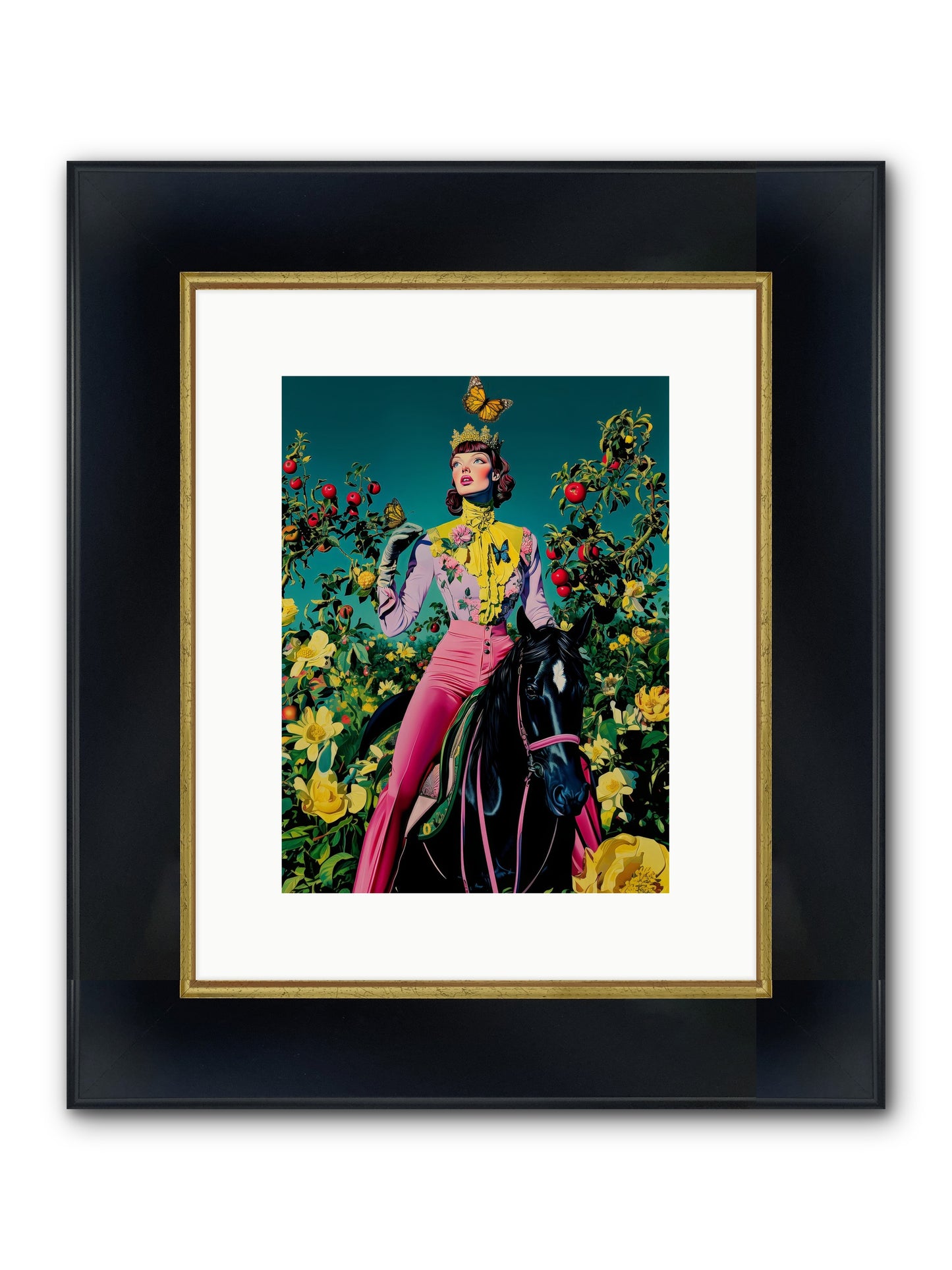 Apple Queen's Butterfly Ball Framed Print - Wide Black w/Gold 9x12