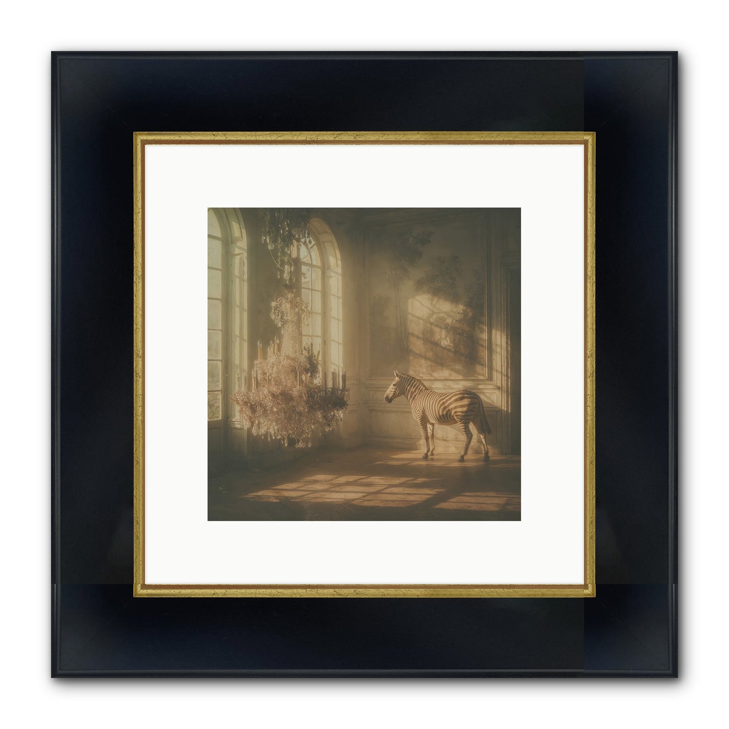 April In Amber Framed Print - Wide Black w/Gold 10x10