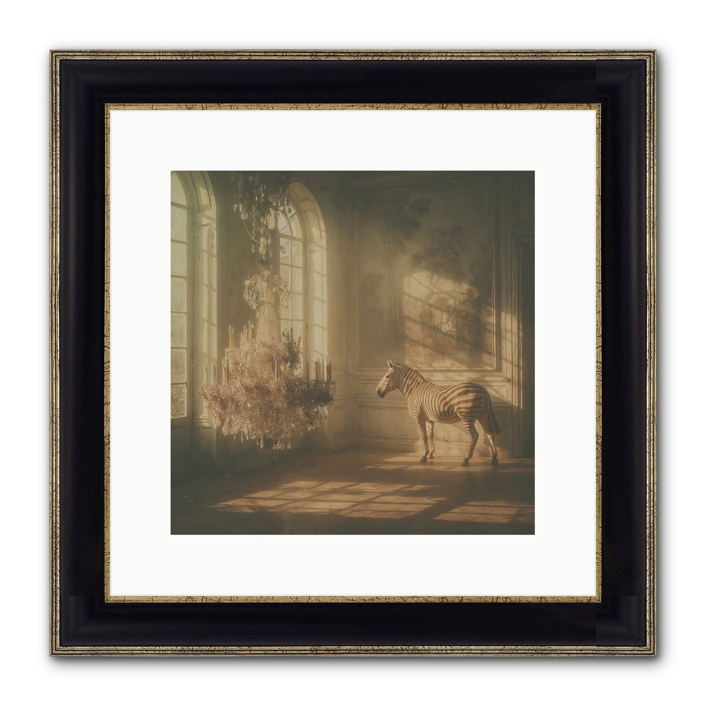 April In Amber Framed Print - Black & Gold 12x12