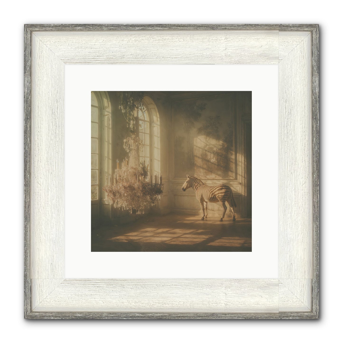 April In Amber Framed Print - Driftwood White 12x12