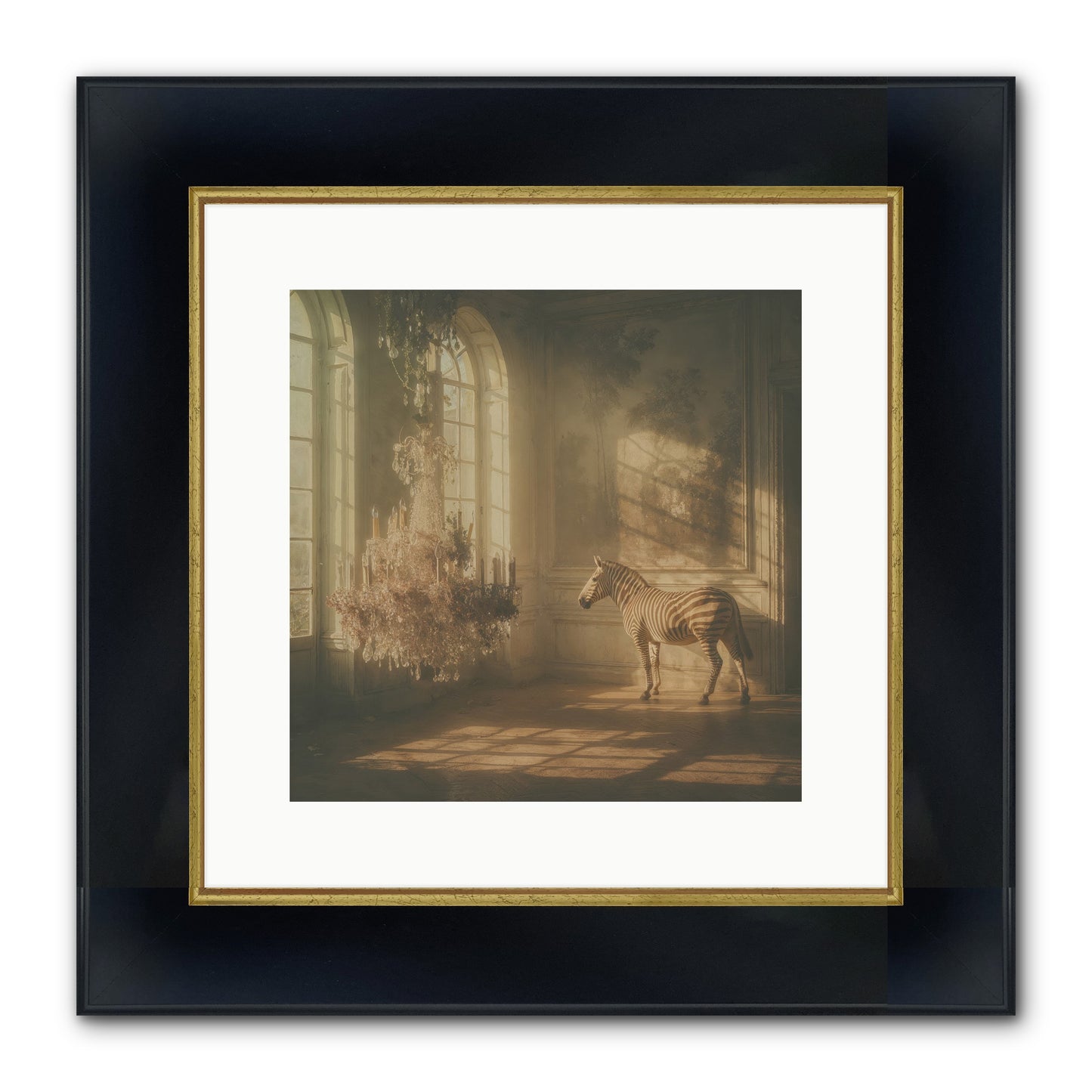 April In Amber Framed Print - Wide Black w/Gold 12x12
