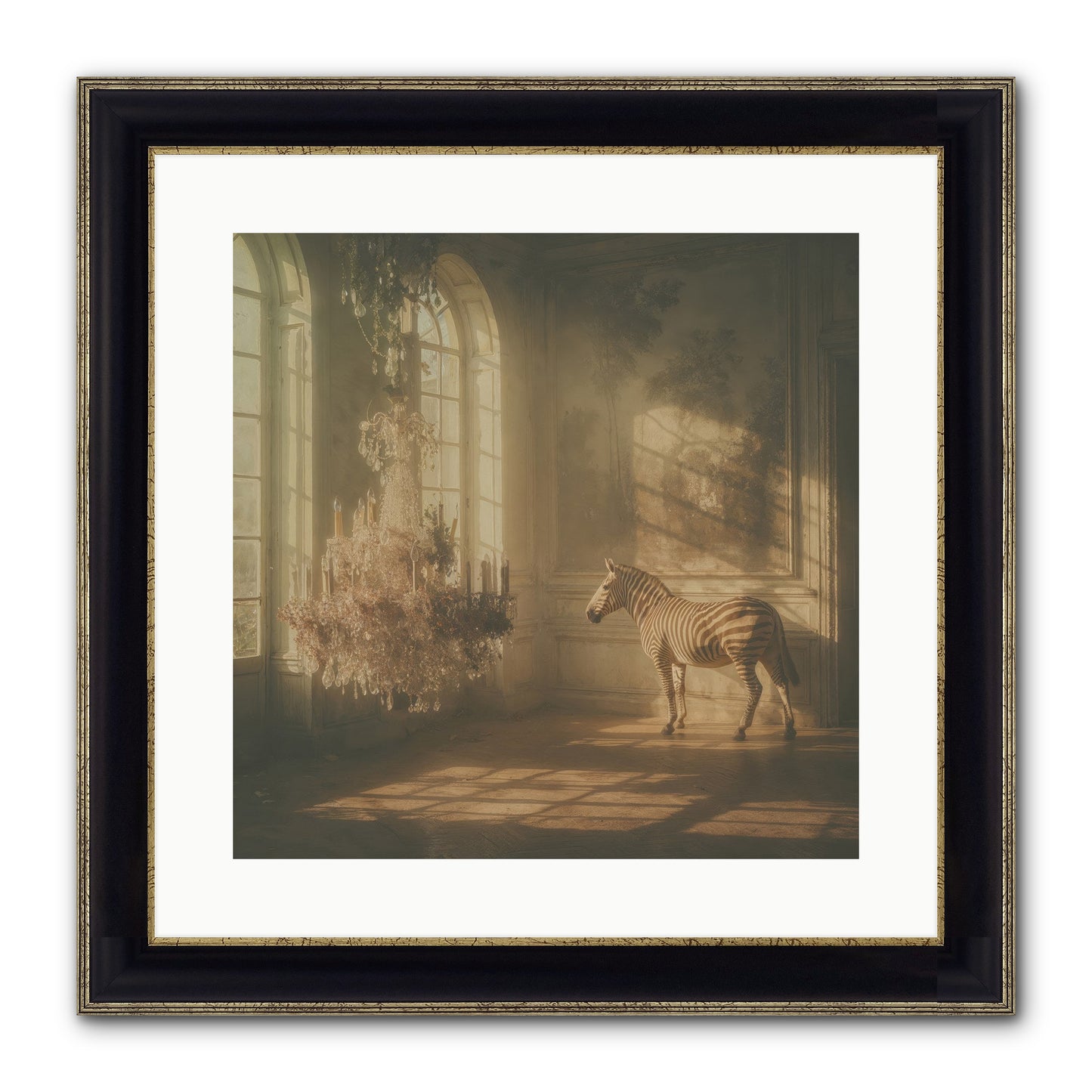 April In Amber Framed Print - Black & Gold 16x16