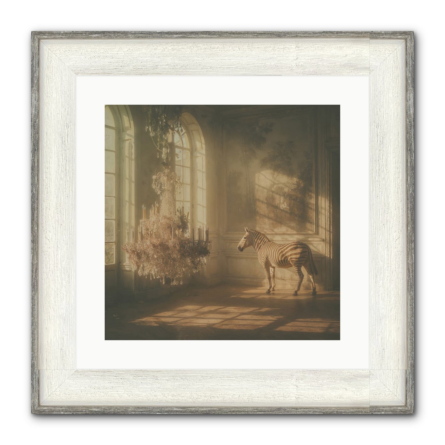 April In Amber Framed Print - Driftwood White 16x16