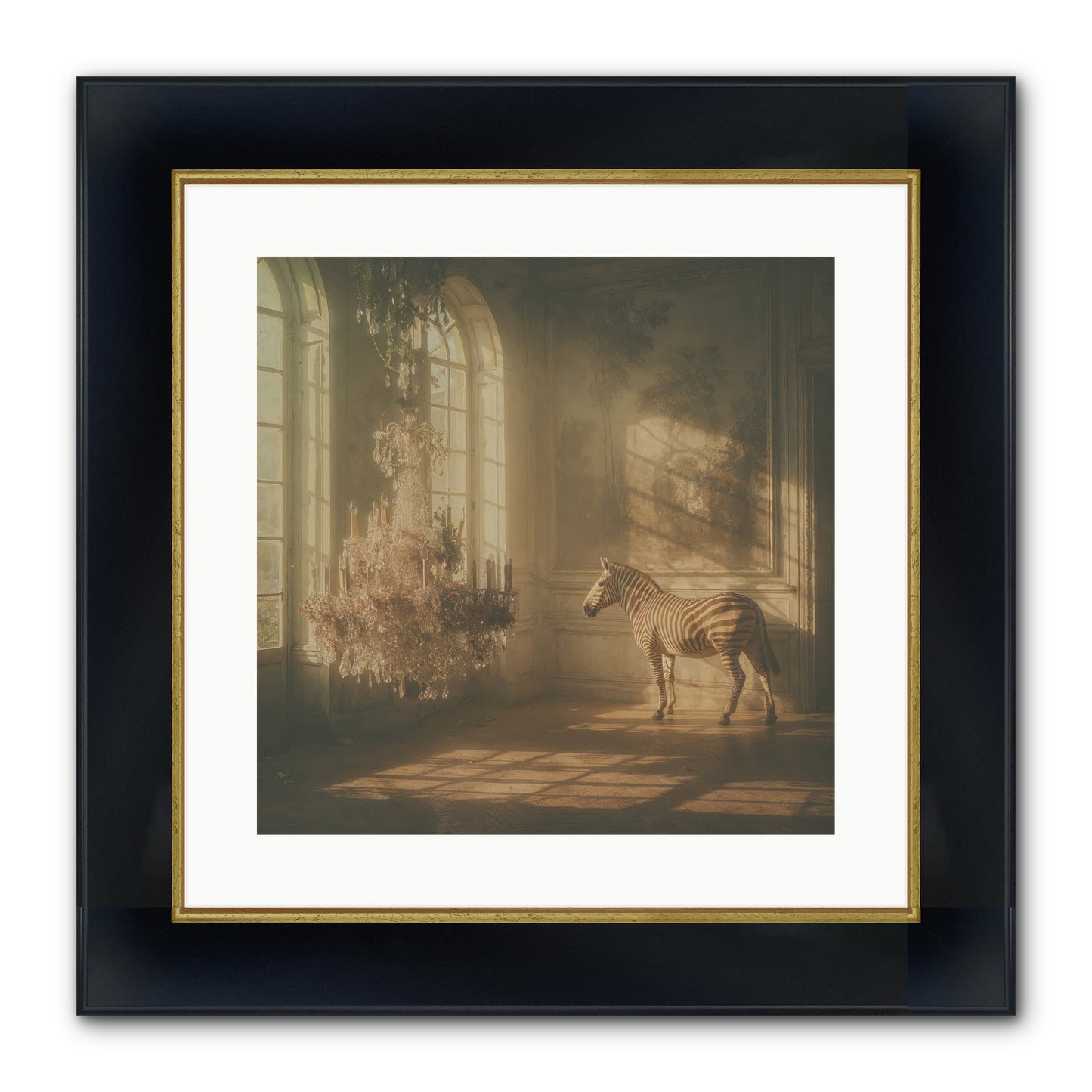 April In Amber Framed Print - Wide Black w/Gold 16x16