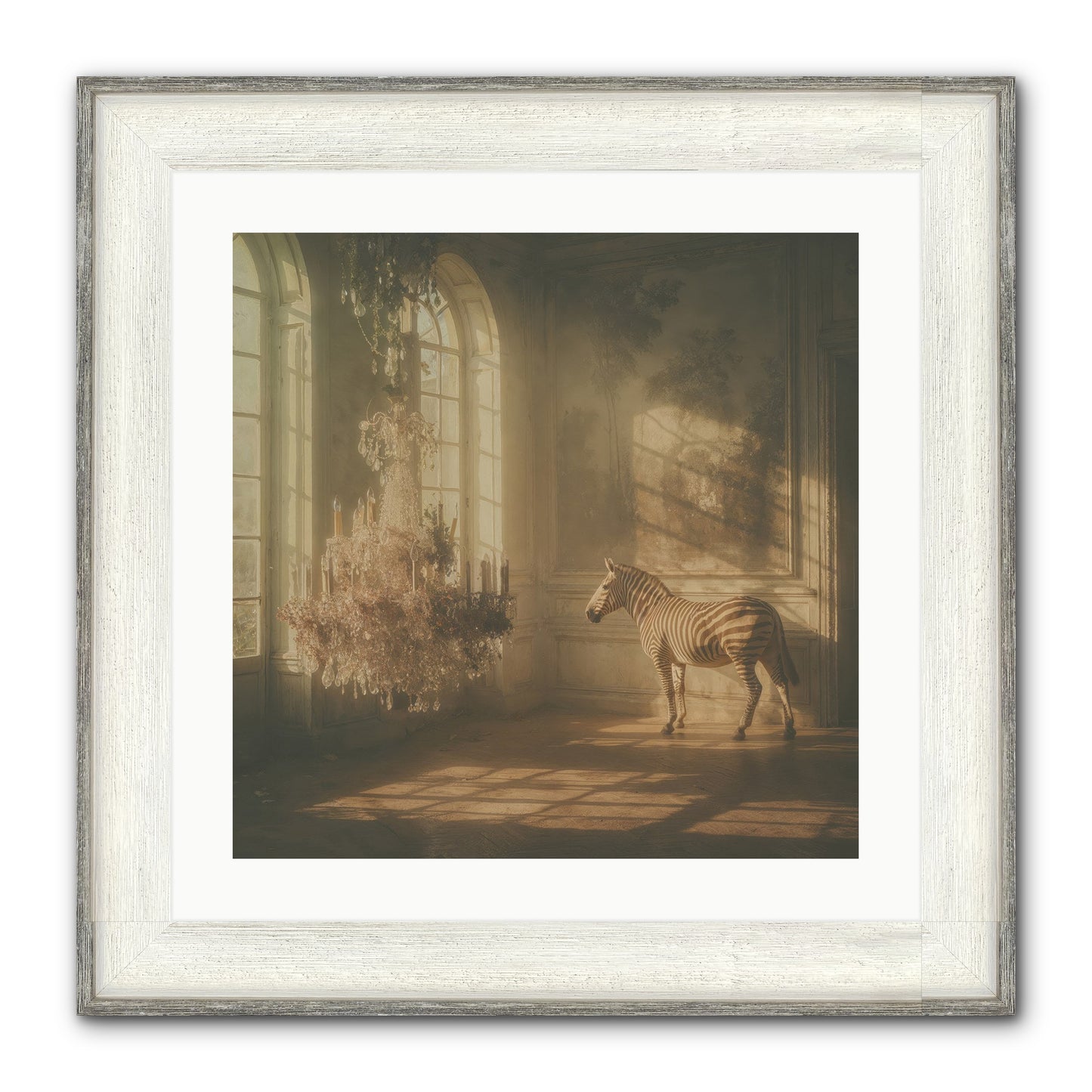 April In Amber Framed Print - Driftwood White 20x20