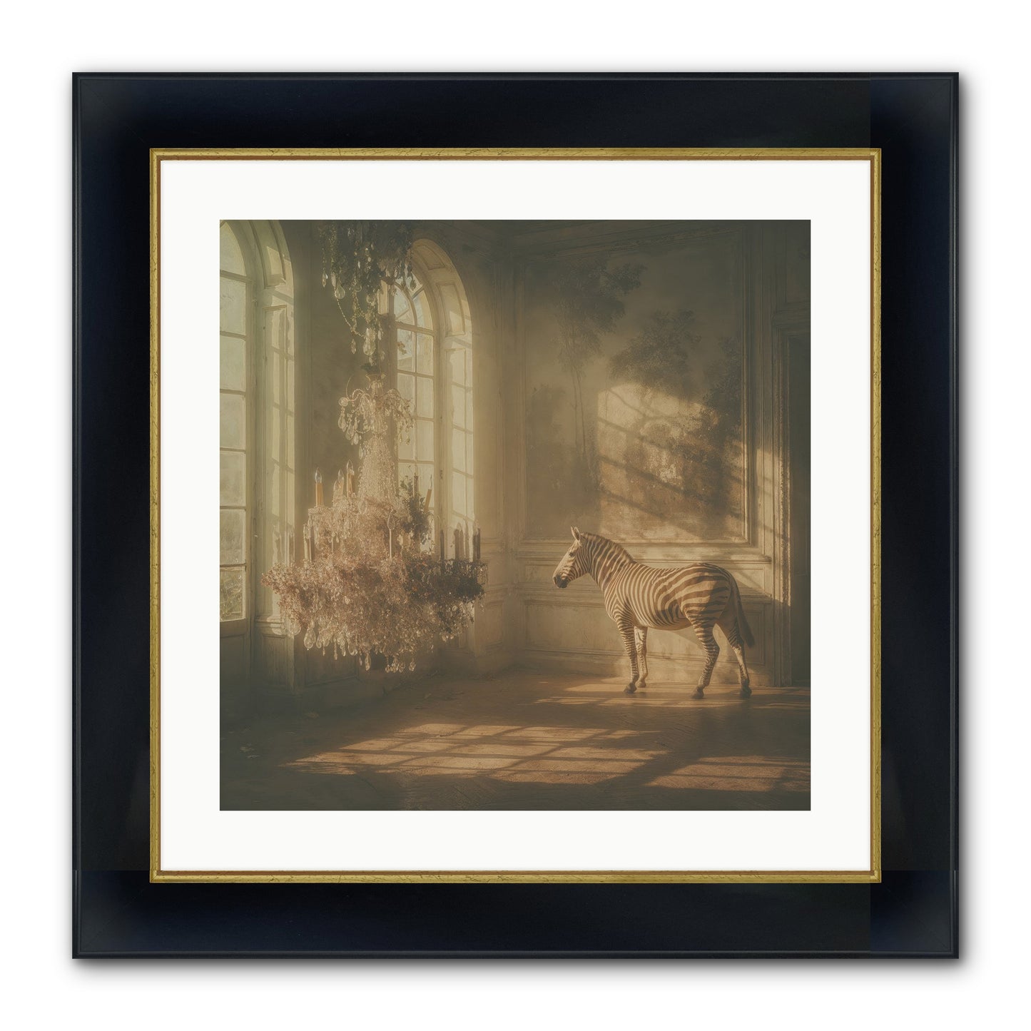 April In Amber Framed Print - Wide Black w/Gold 20x20