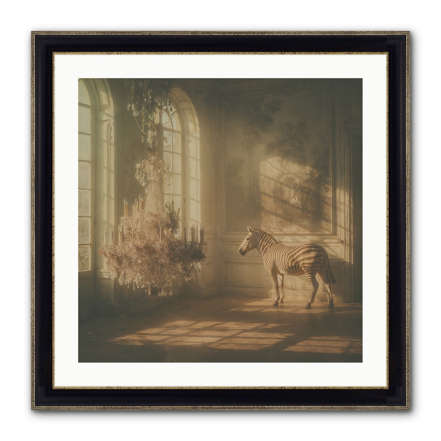 April In Amber Framed Print - Black & Gold 24x24