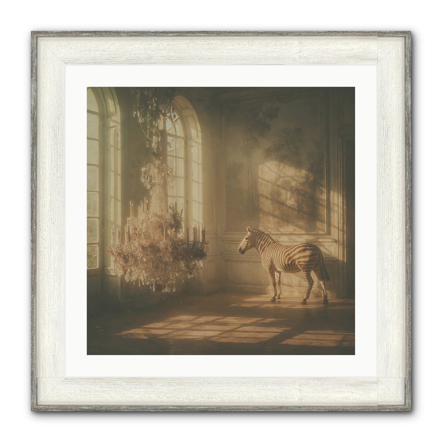 April In Amber Framed Print - Driftwood White 24x24