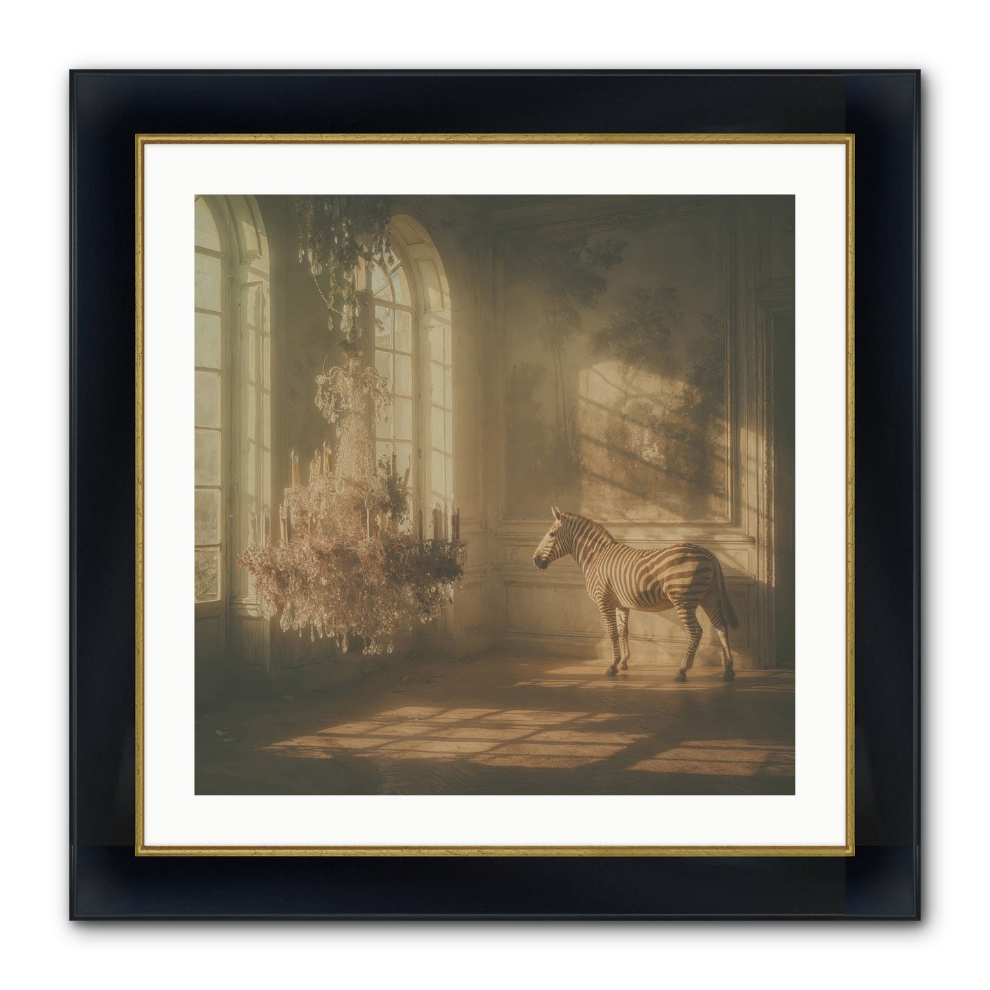 April In Amber Framed Print - Wide Black w/Gold 24x24