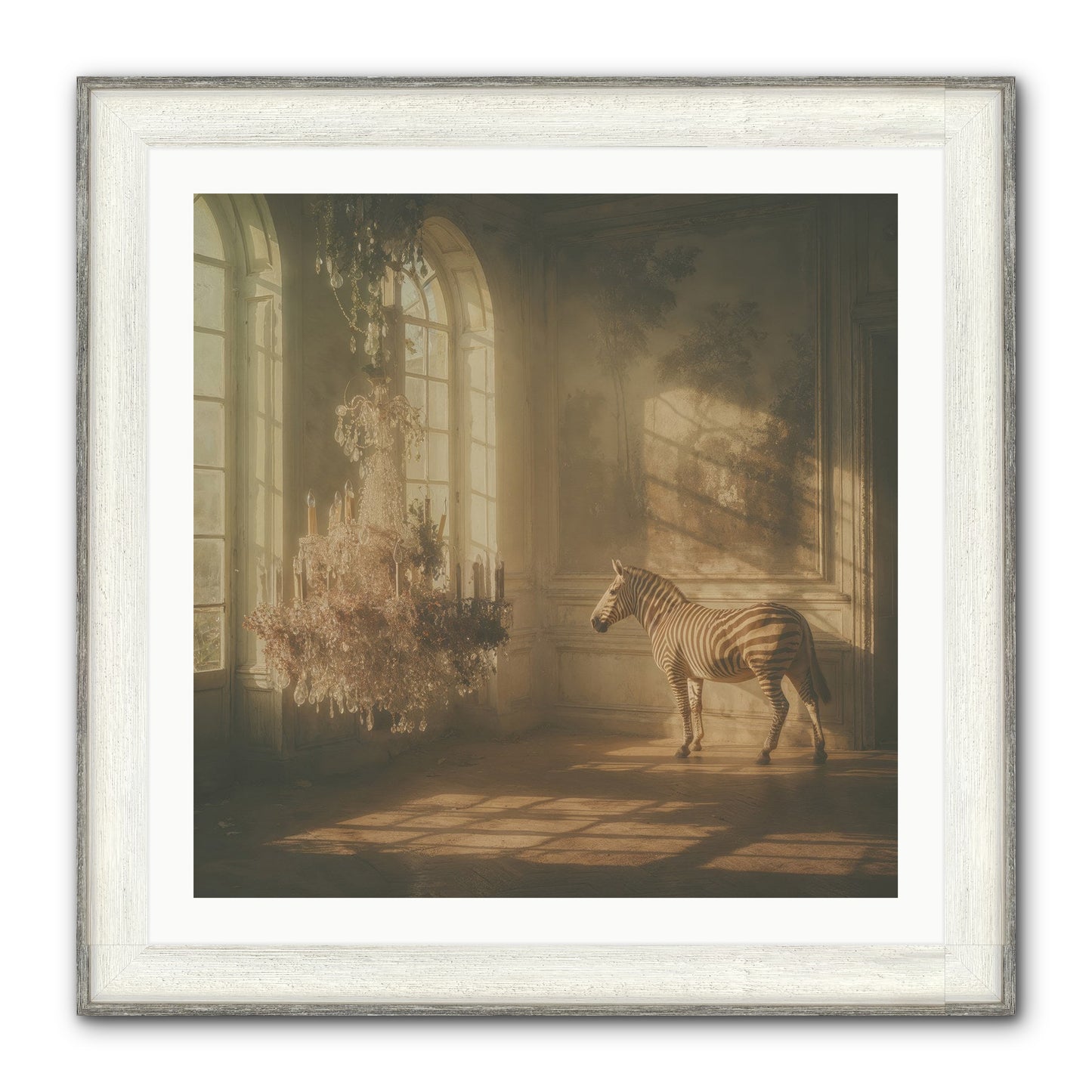 April In Amber Framed Print - Driftwood White 30x30
