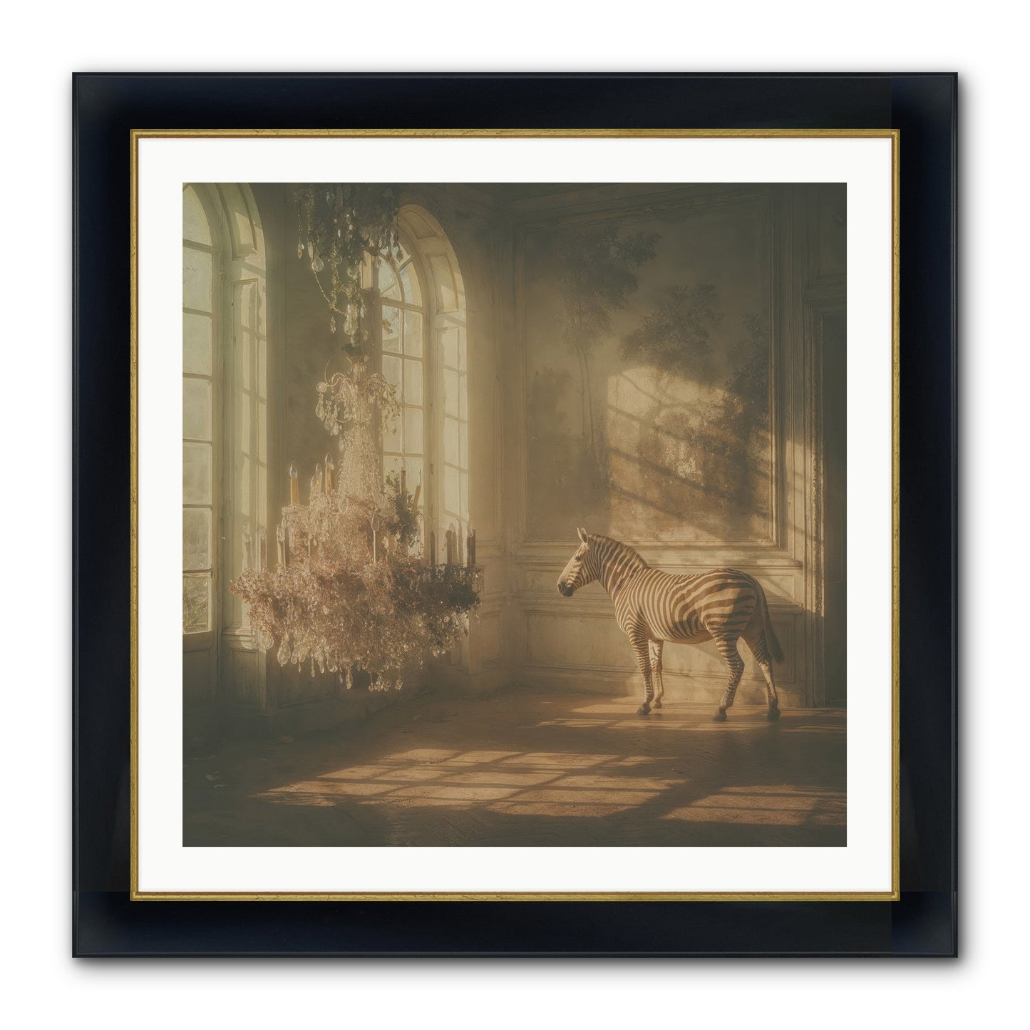 April In Amber Framed Print - Wide Black w/Gold 30x30