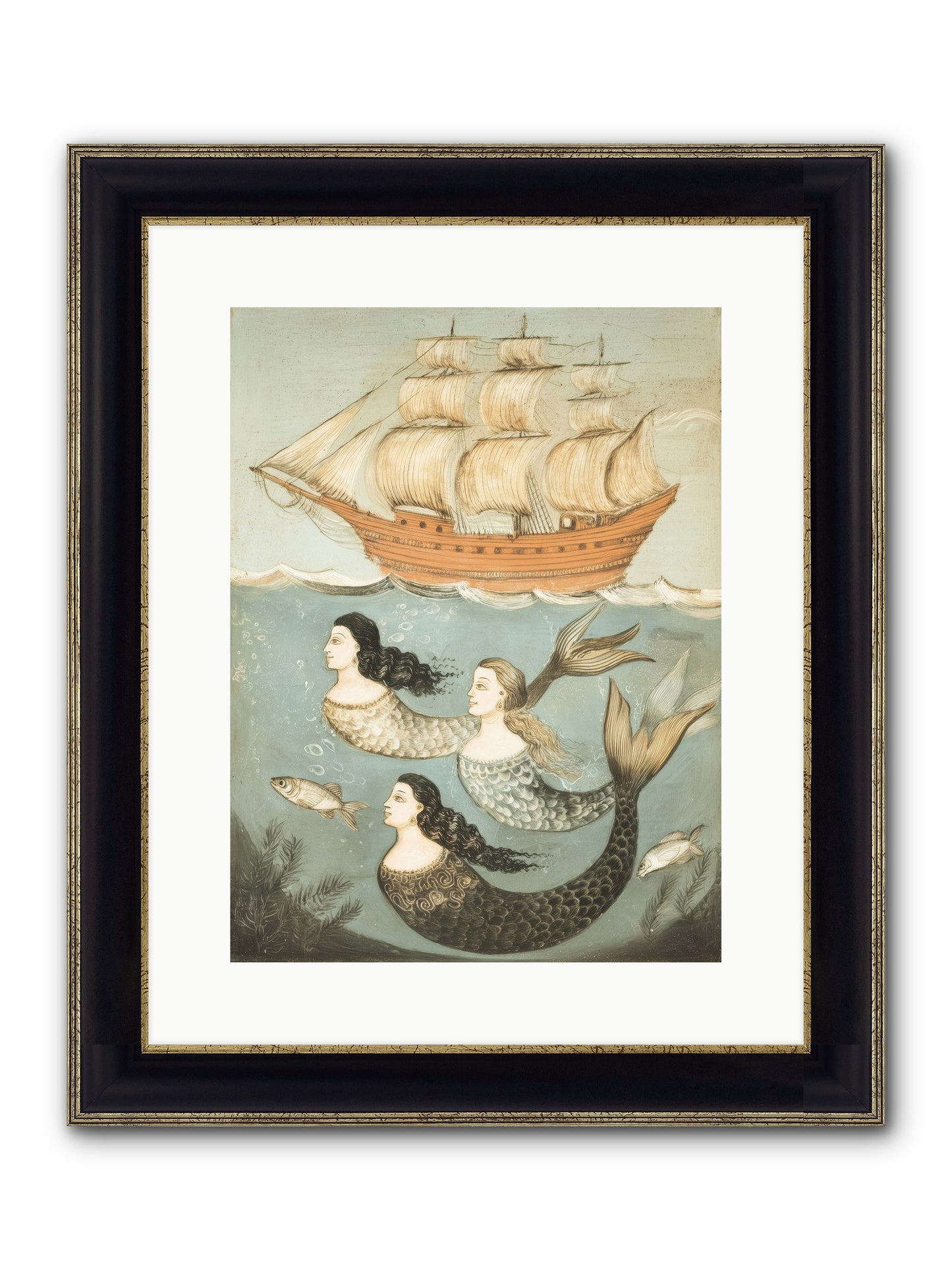 Aquatic Angels Framed Print - Black & Gold 12x16