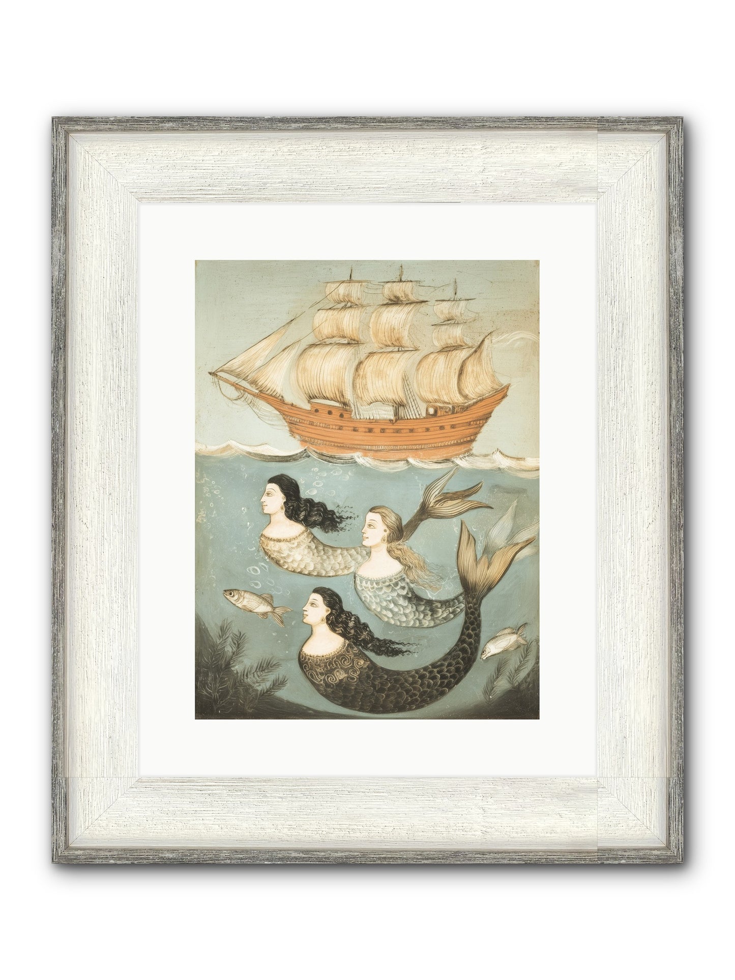 Aquatic Angels Framed Print - Driftwood White 12x16