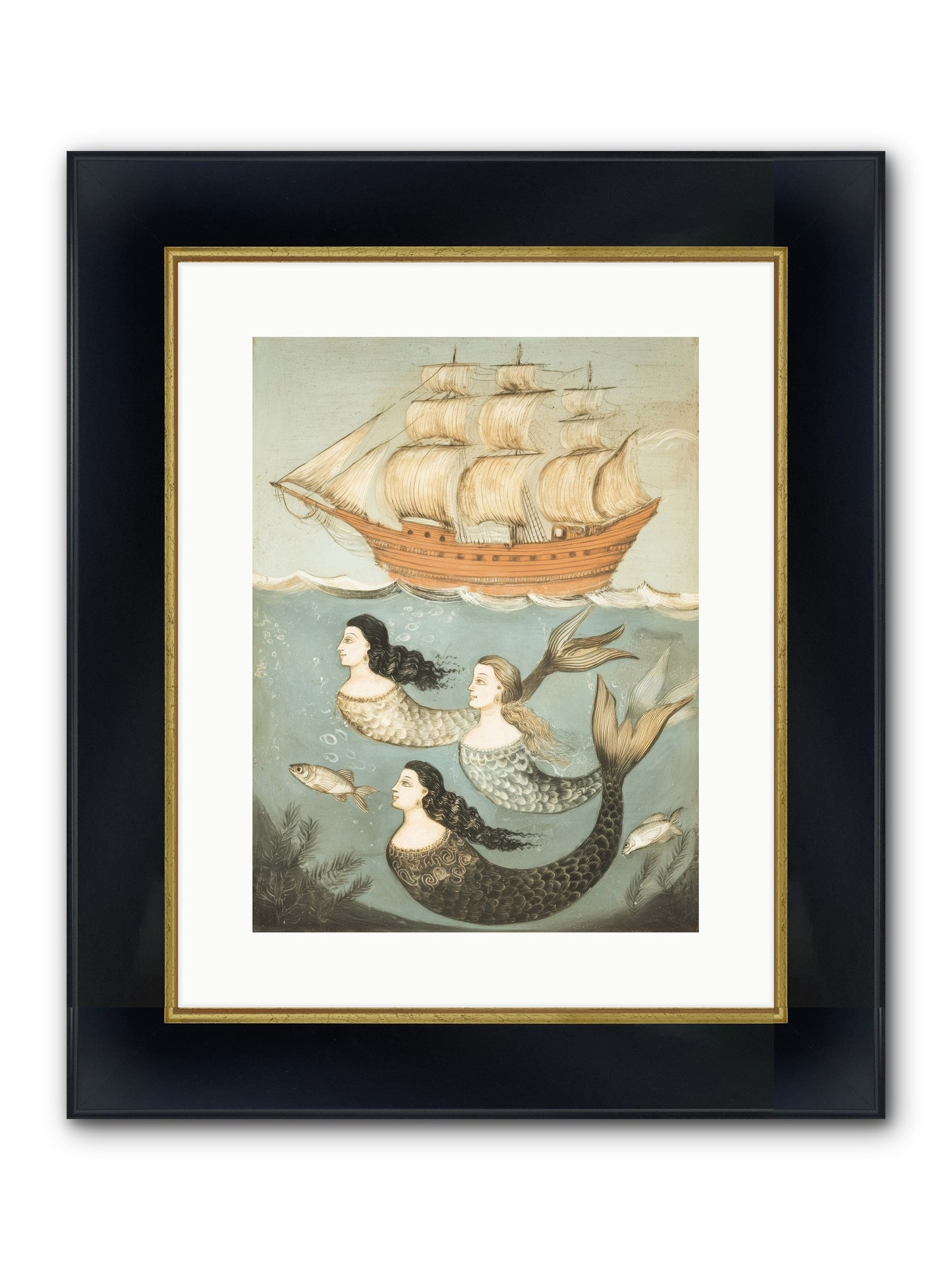 Aquatic Angels Framed Print - Wide Black w/Gold 12x16