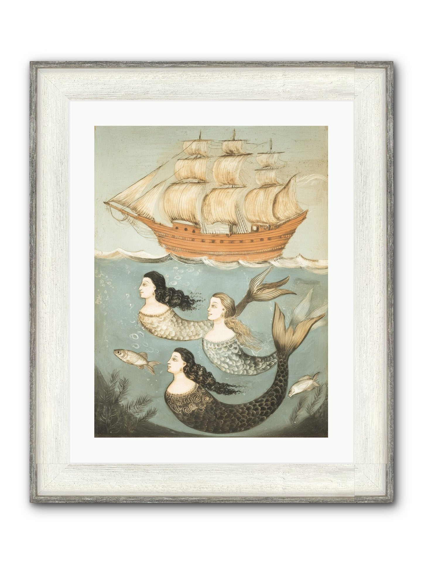Aquatic Angels Framed Print - Driftwood White 18x24