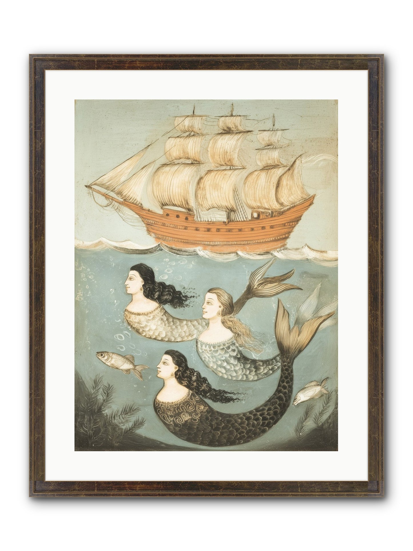 Aquatic Angels Framed Print - Slimwoods Black/Gold 18x24