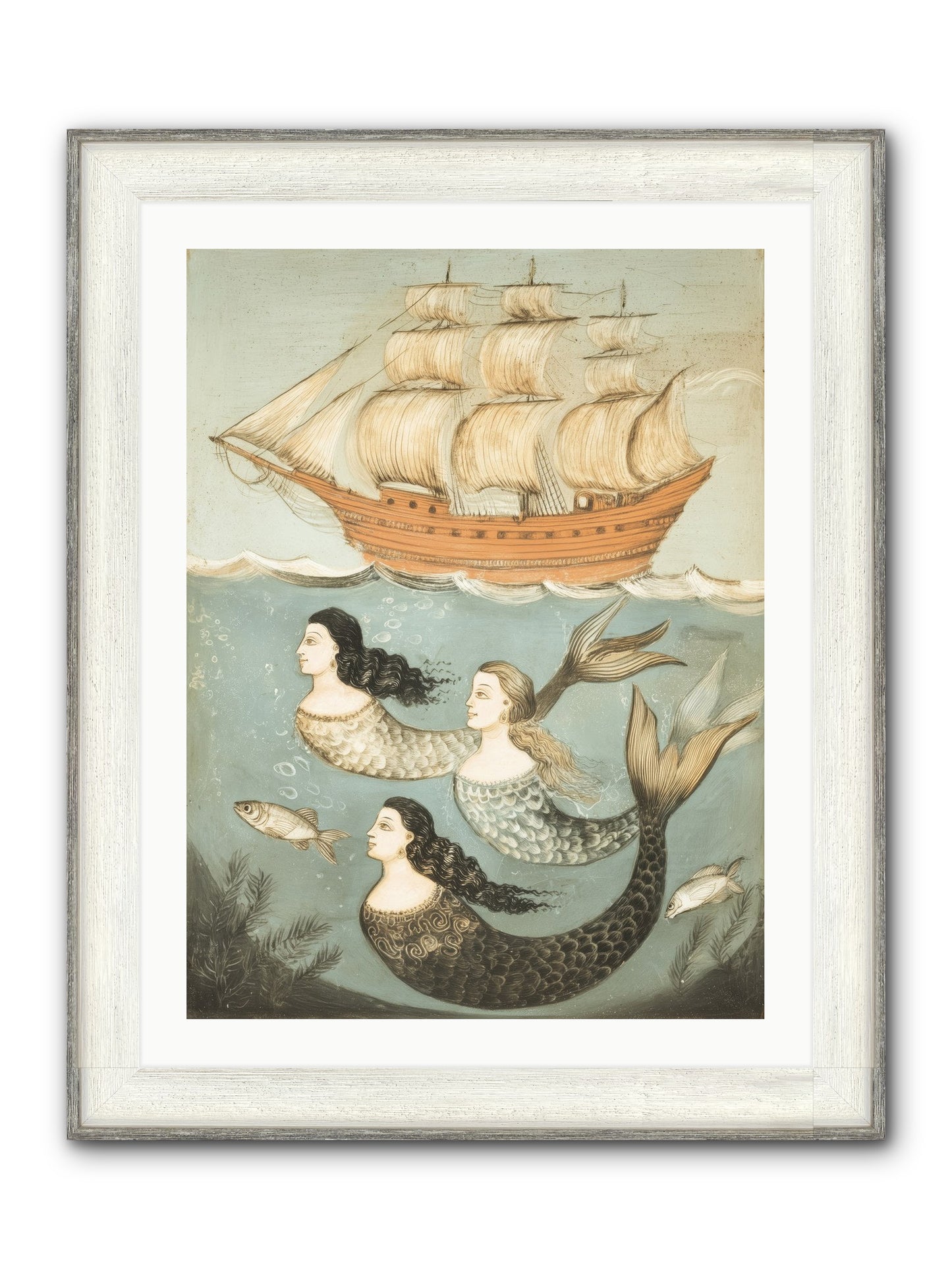 Aquatic Angels Framed Print - Driftwood White 24x32