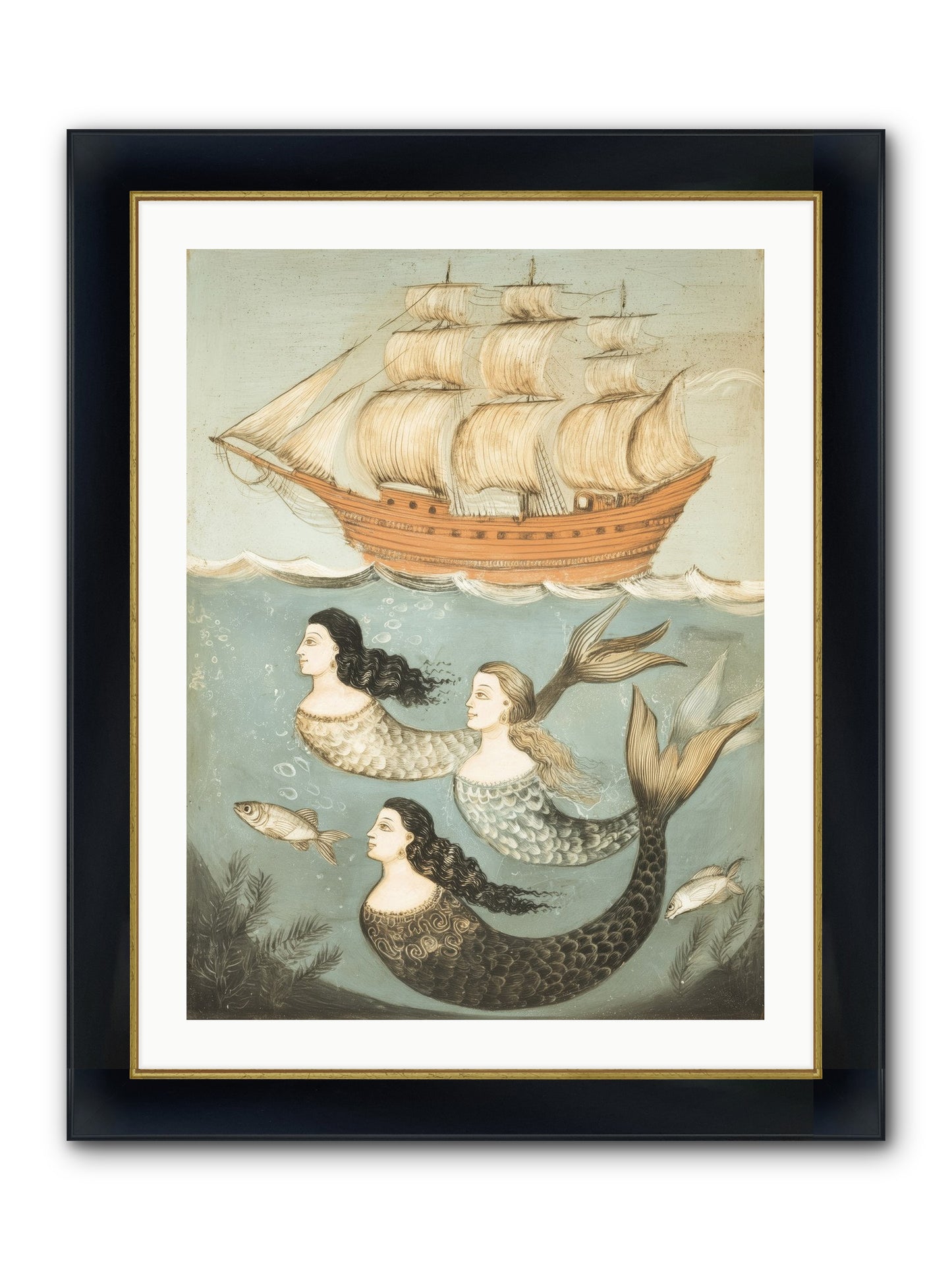 Aquatic Angels Framed Print - Wide Black w/Gold 24x32