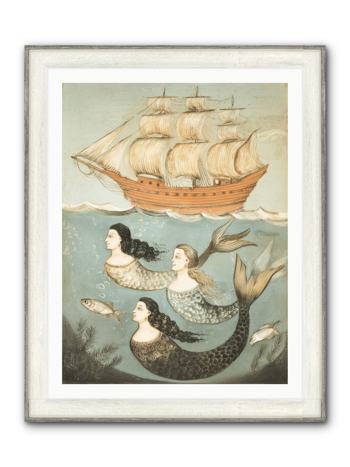 Aquatic Angels Framed Print - Driftwood White 30x40