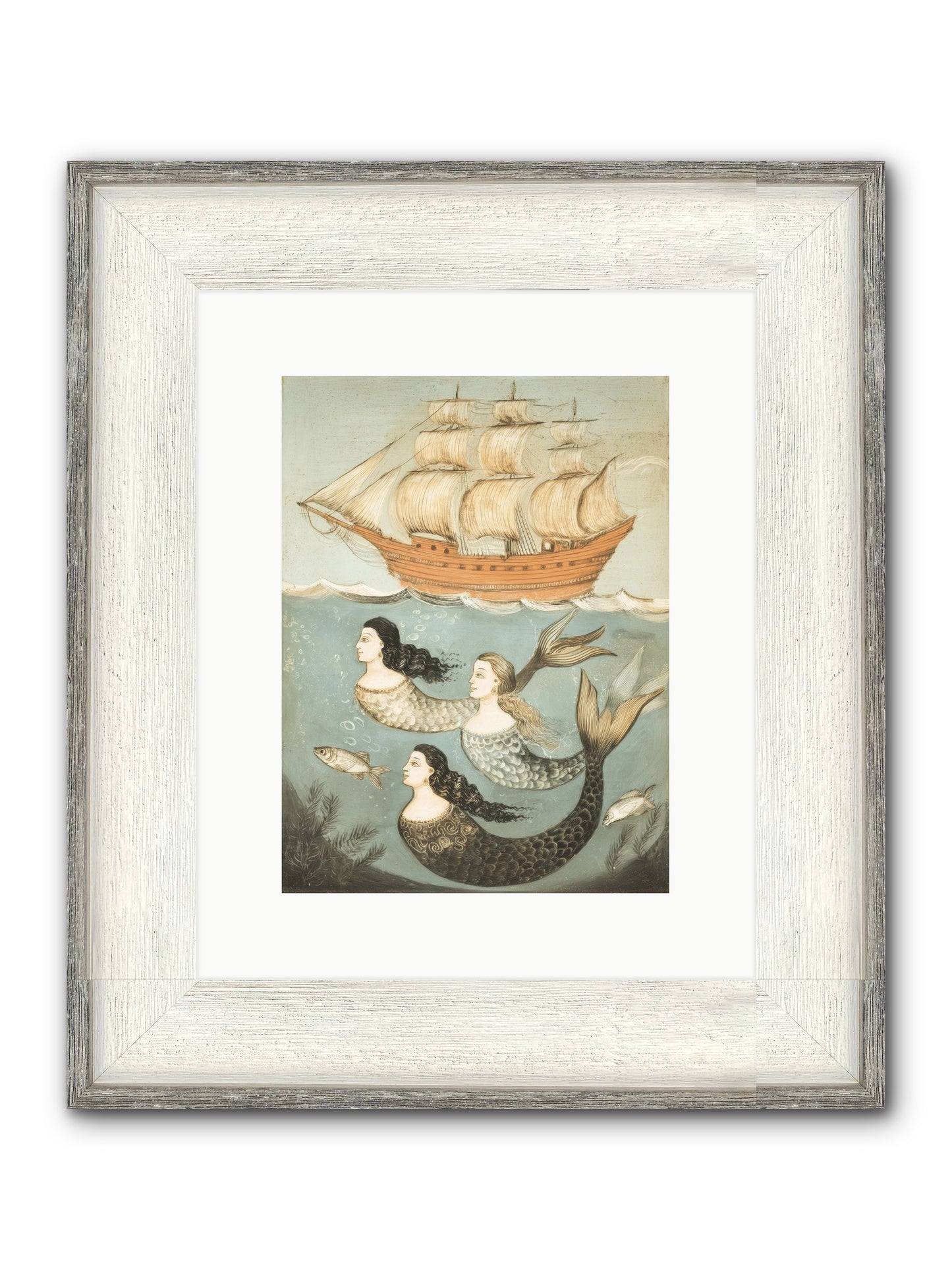 Aquatic Angels Framed Print - Driftwood White 9x12