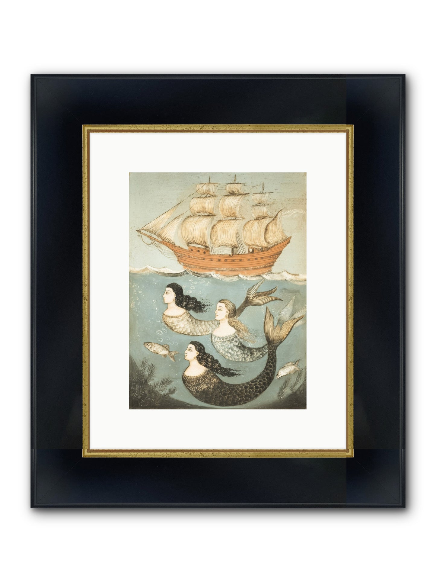 Aquatic Angels Framed Print - Wide Black w/Gold 9x12