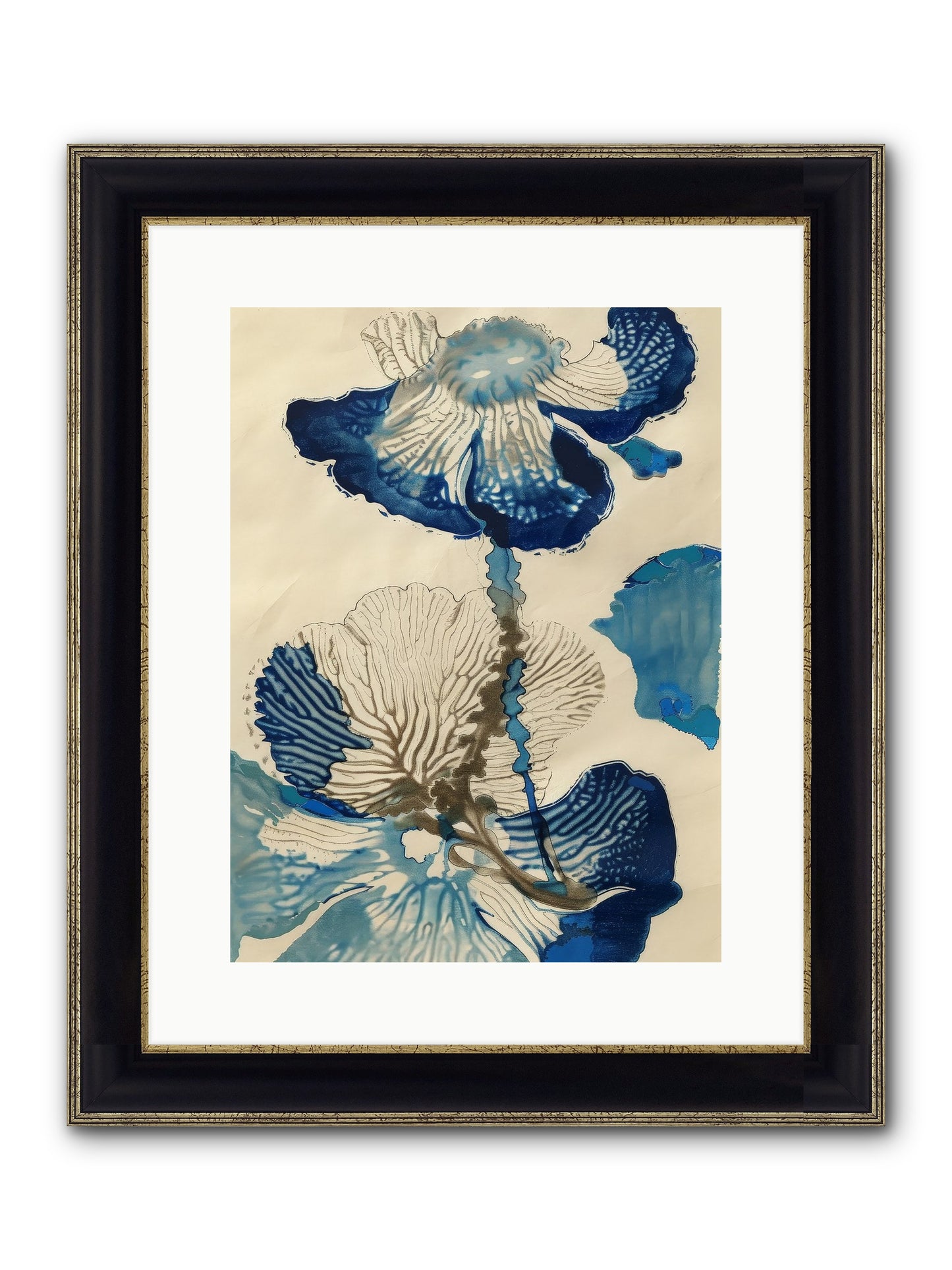 Aquatic Botany Framed Print - Black & Gold 12x16