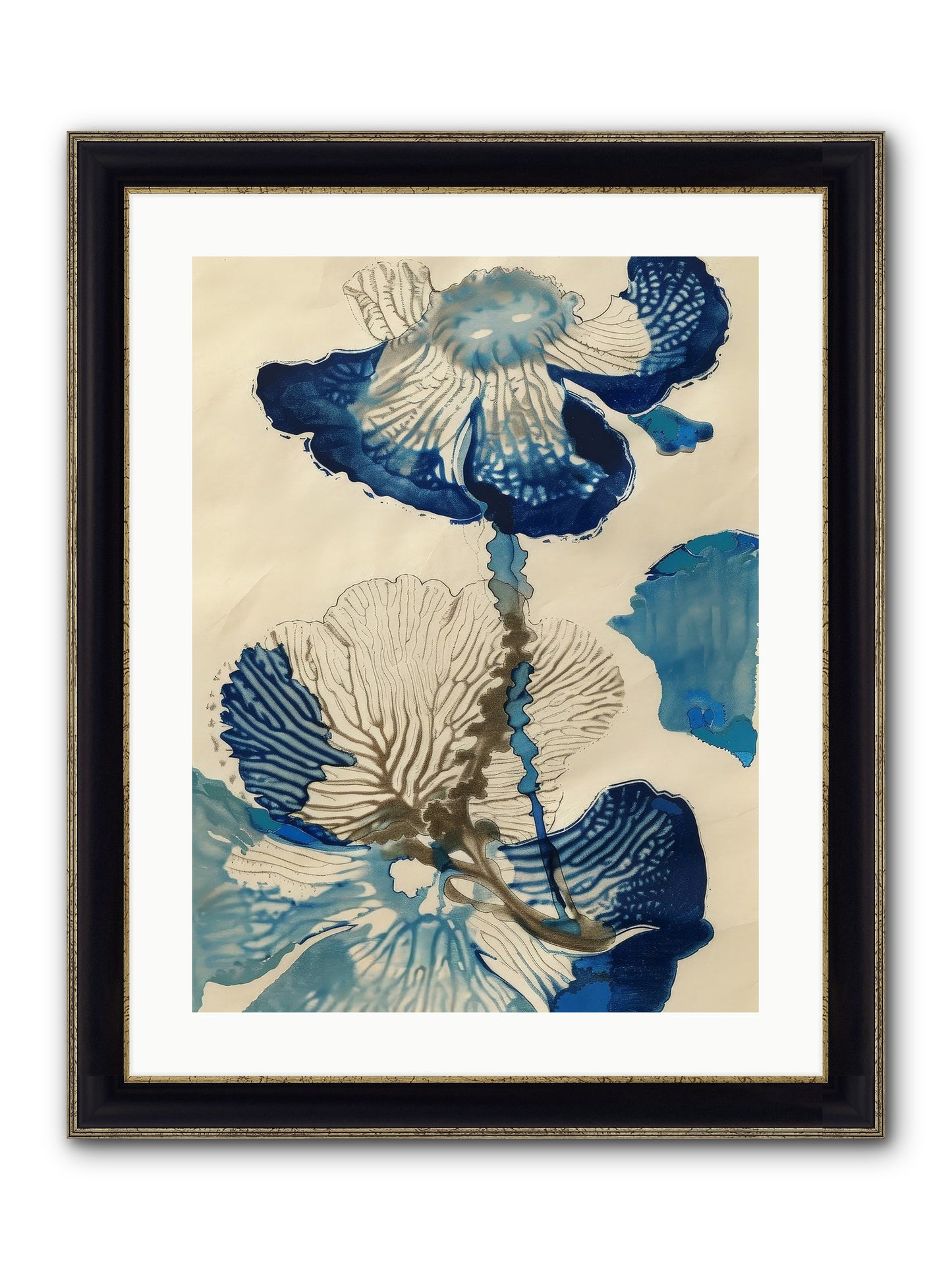 Aquatic Botany Framed Print - Black & Gold 18x24