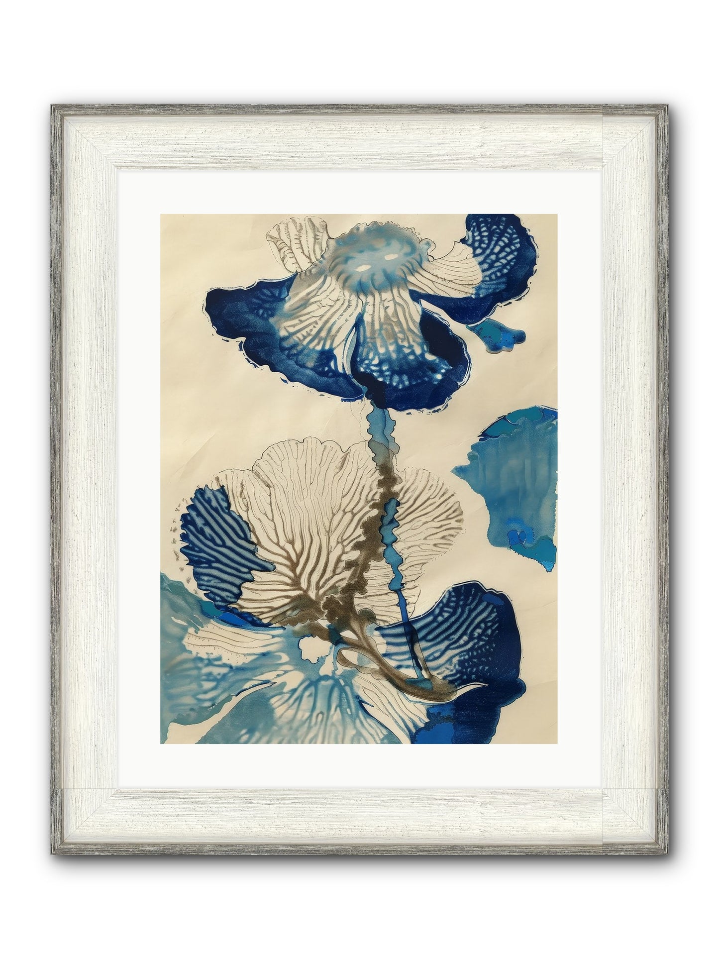 Aquatic Botany Framed Print - Driftwood White 18x24