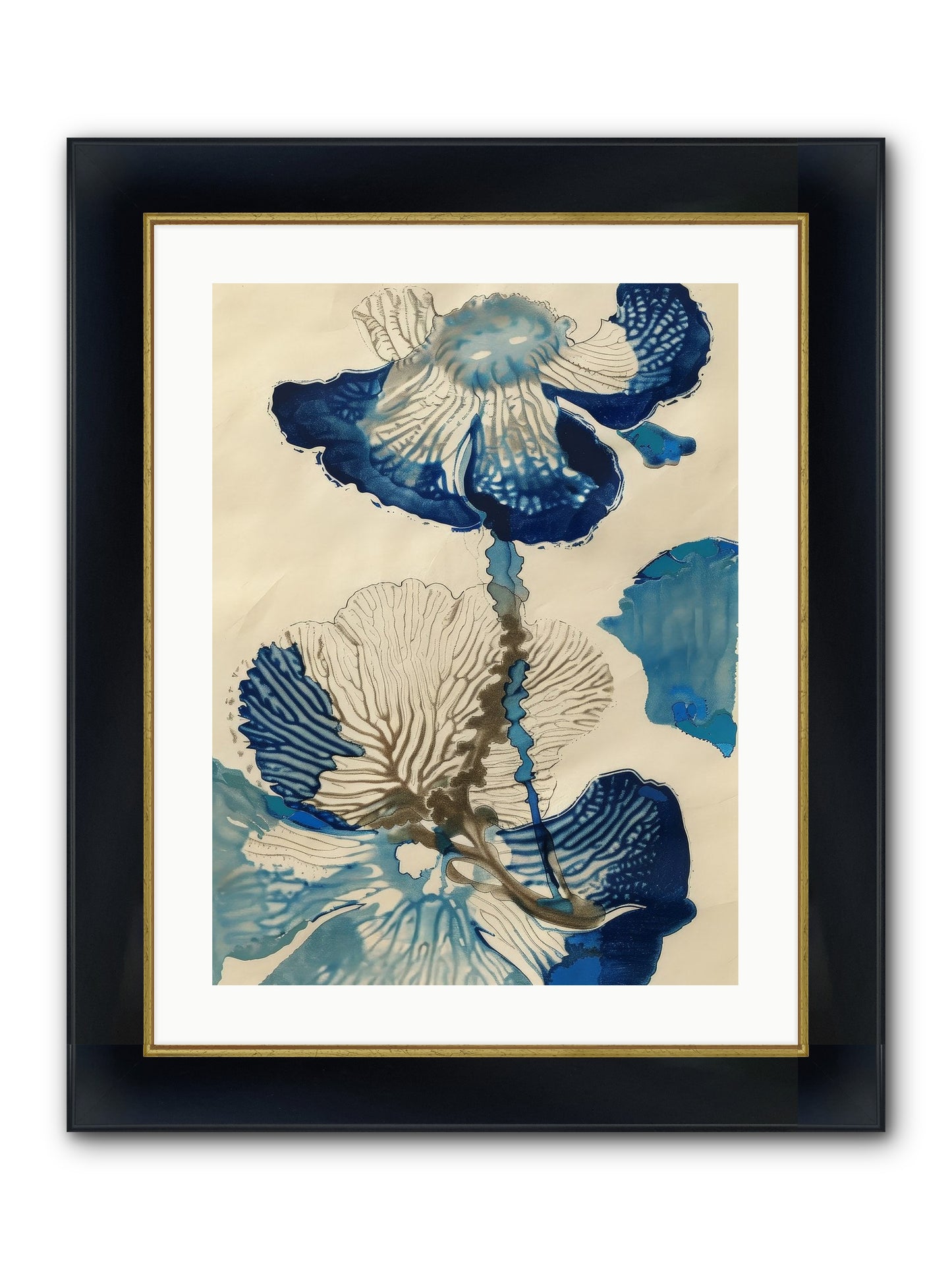 Aquatic Botany Framed Print - Wide Black w/Gold 18x24
