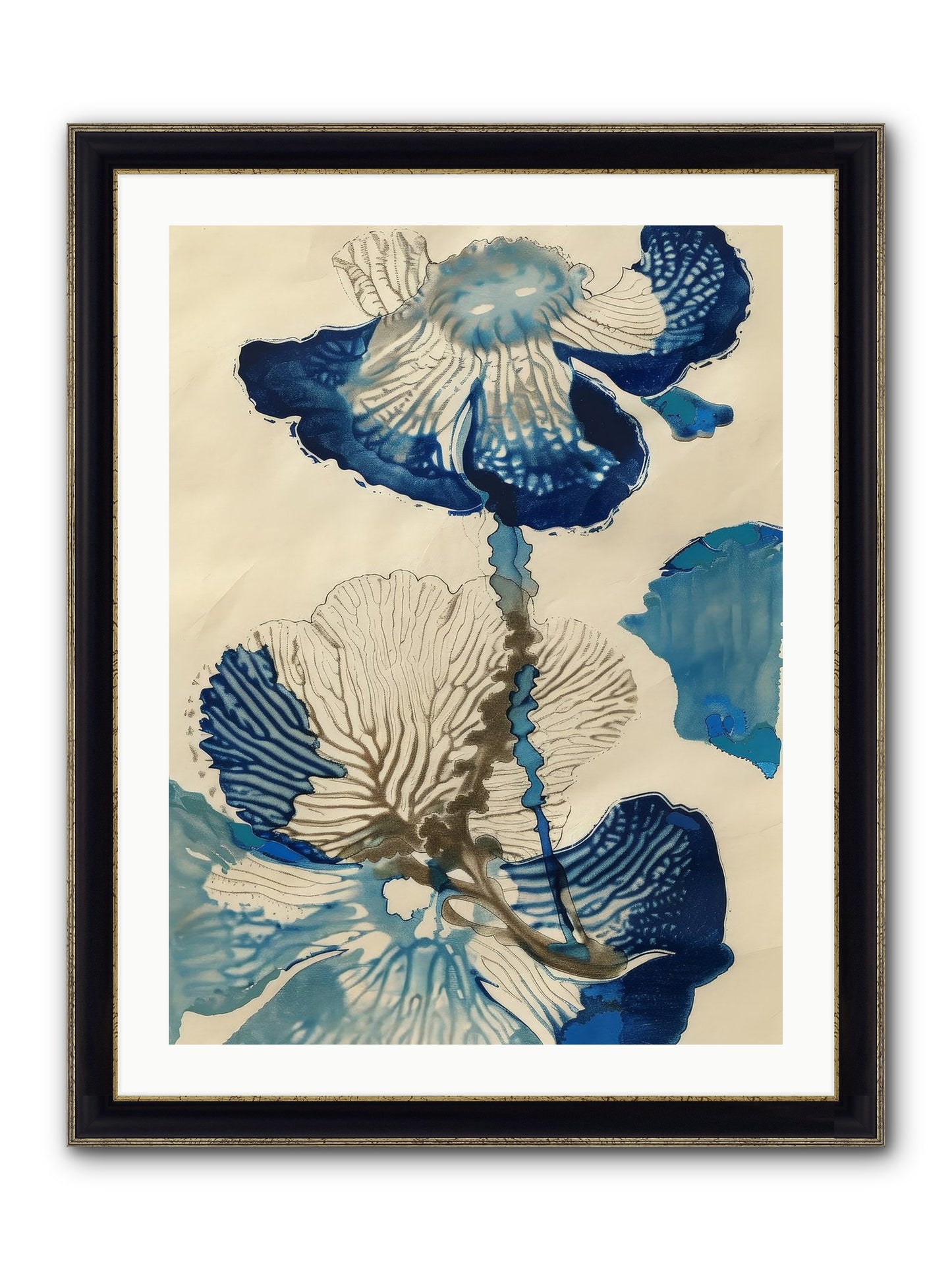 Aquatic Botany Framed Print - Black & Gold 24x32